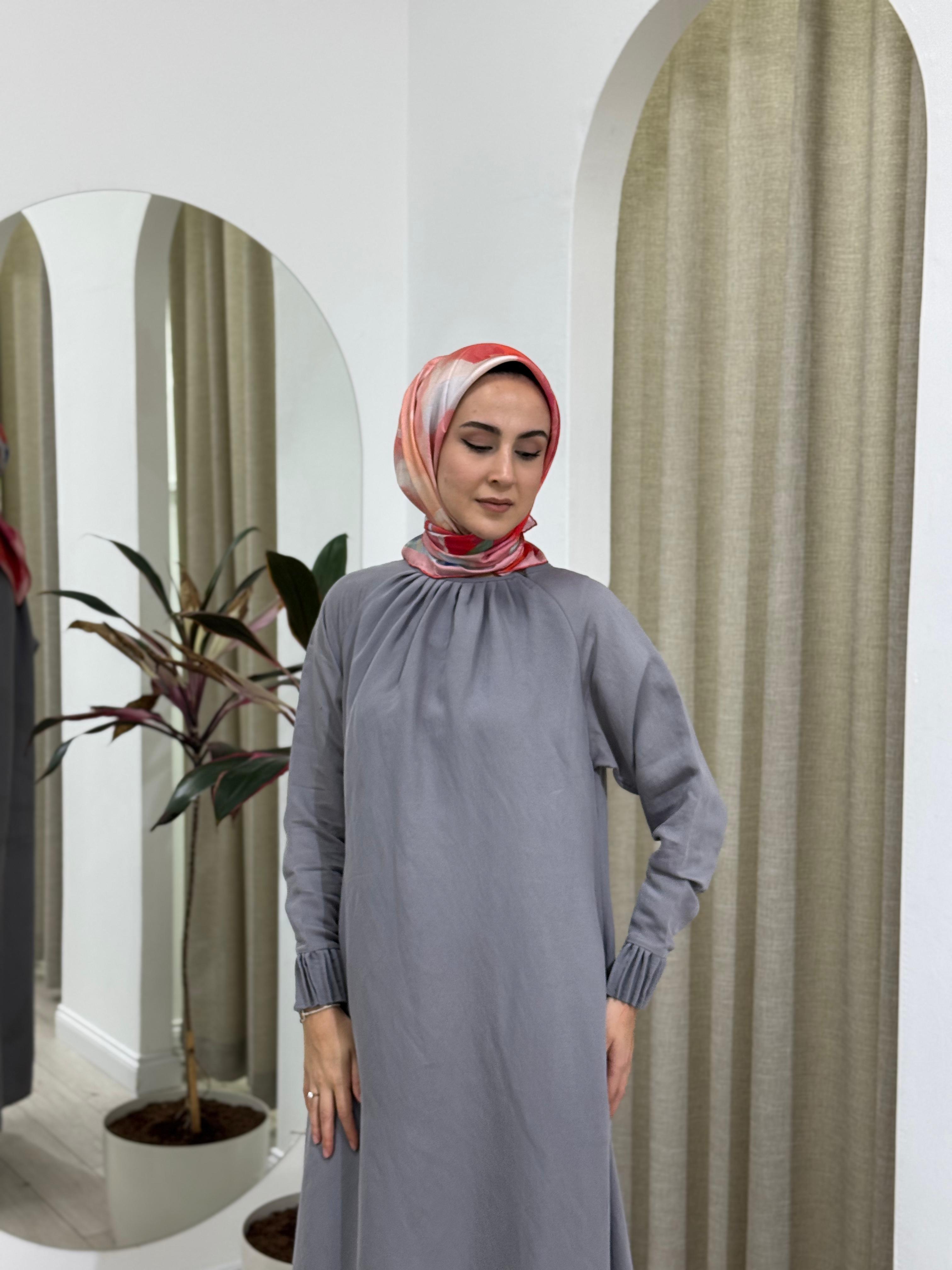 İnvee Tensel Elbise Gri 6964