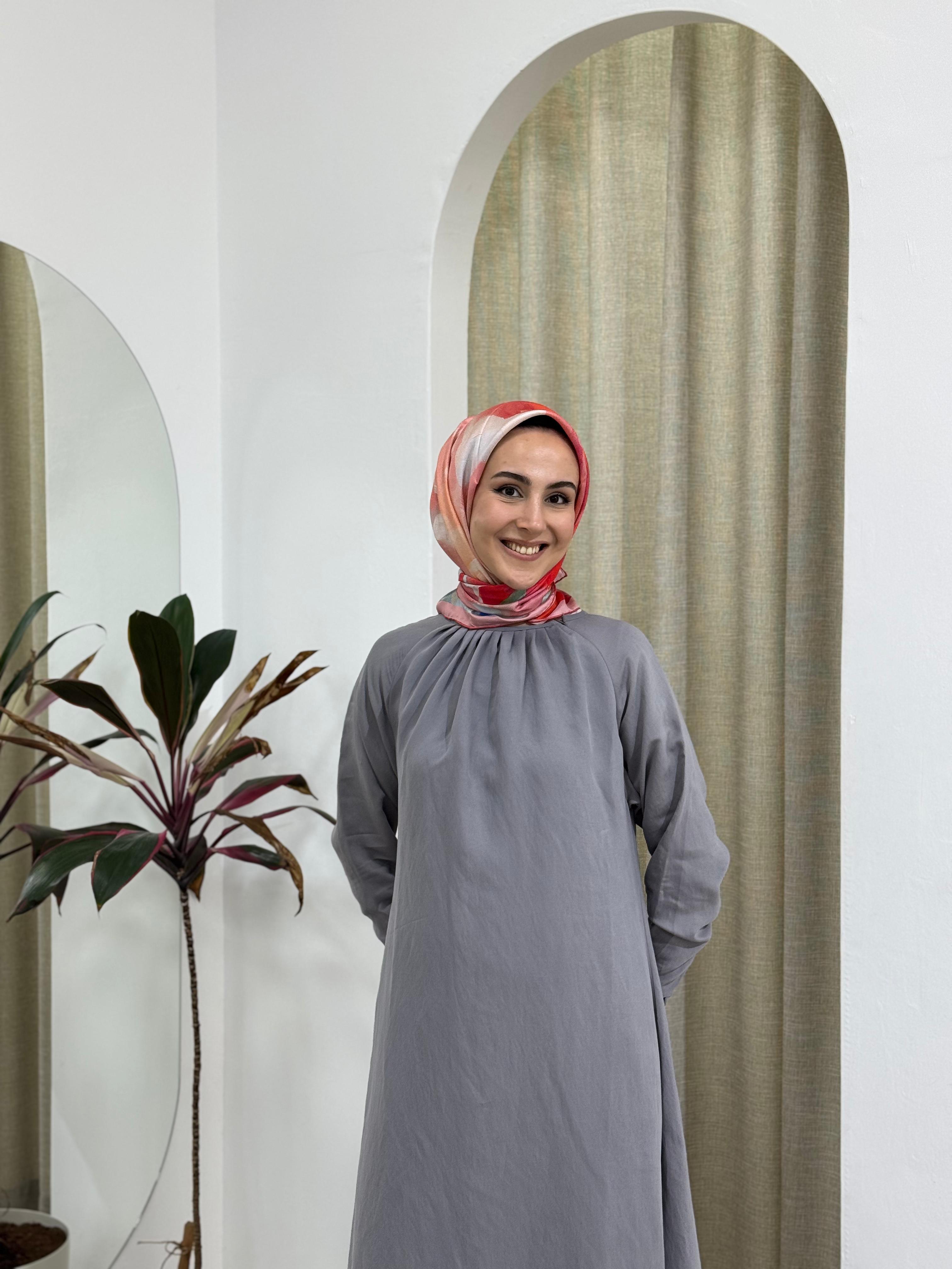 İnvee Tensel Elbise Gri 6964