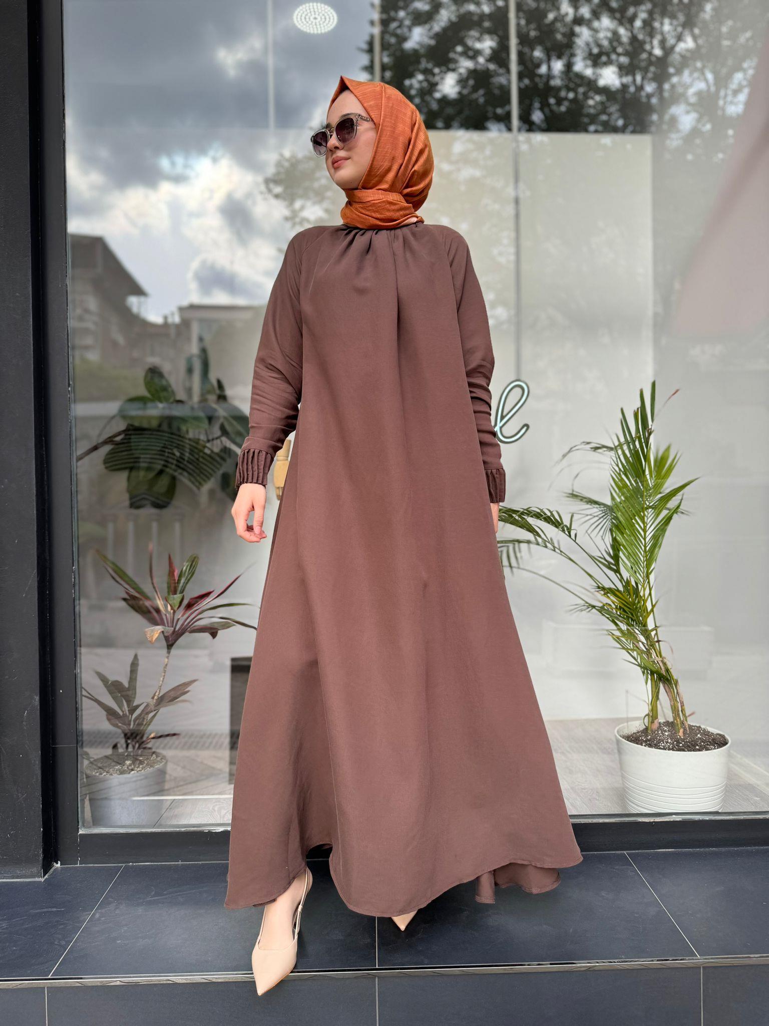 İnvee Tensel Elbise Kahve 6964