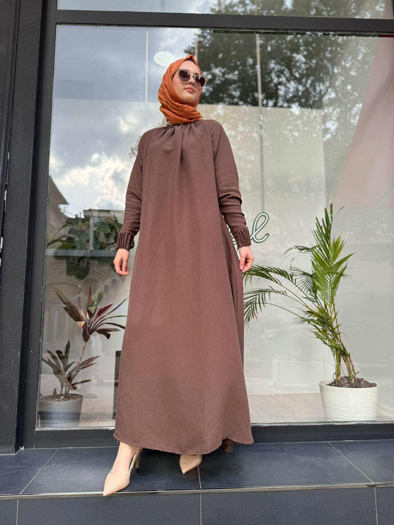 İnvee Tensel Elbise Kahve 6964