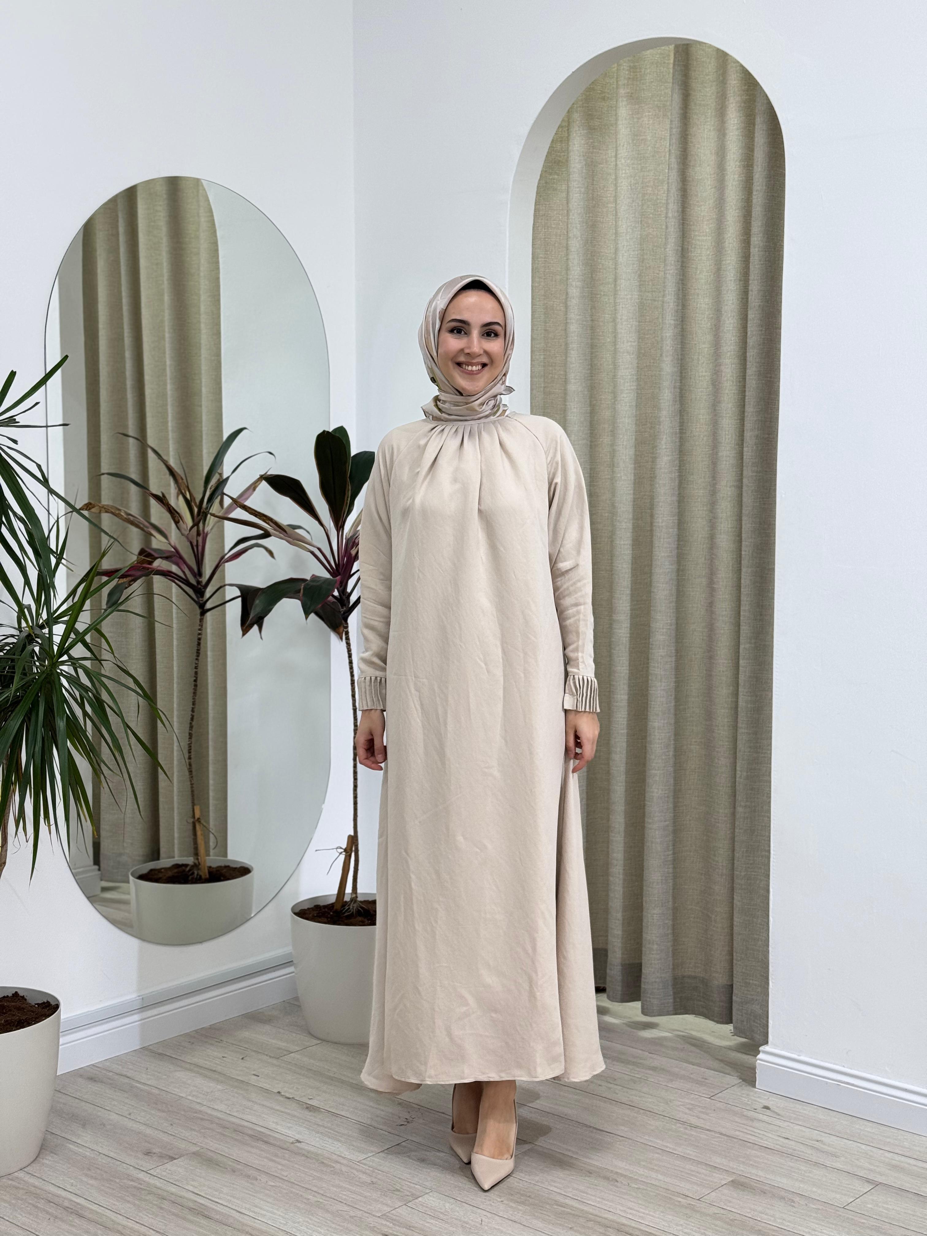 İnvee Tensel Elbise Krem 6964