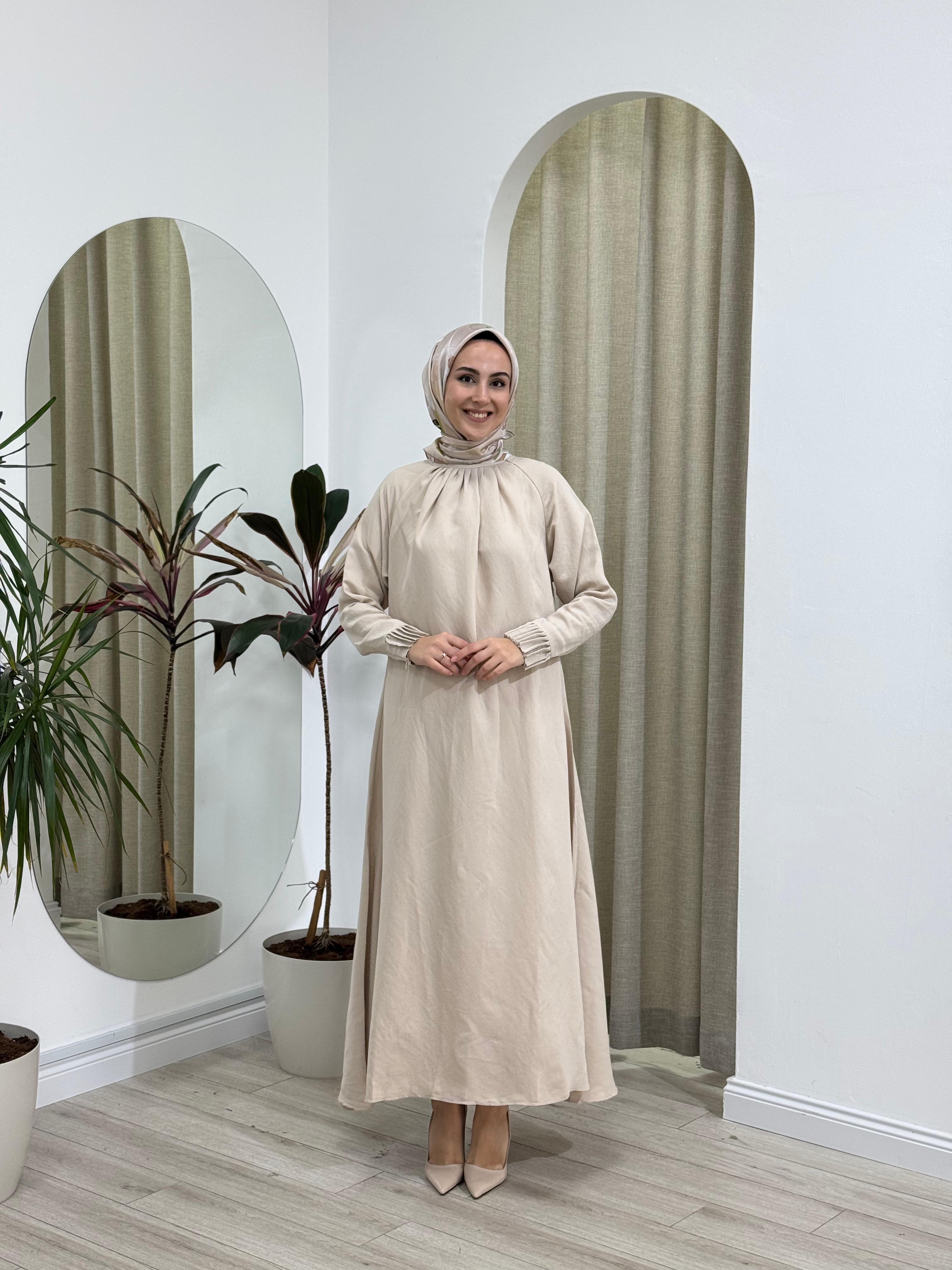 İnvee Tensel Elbise Krem 6964