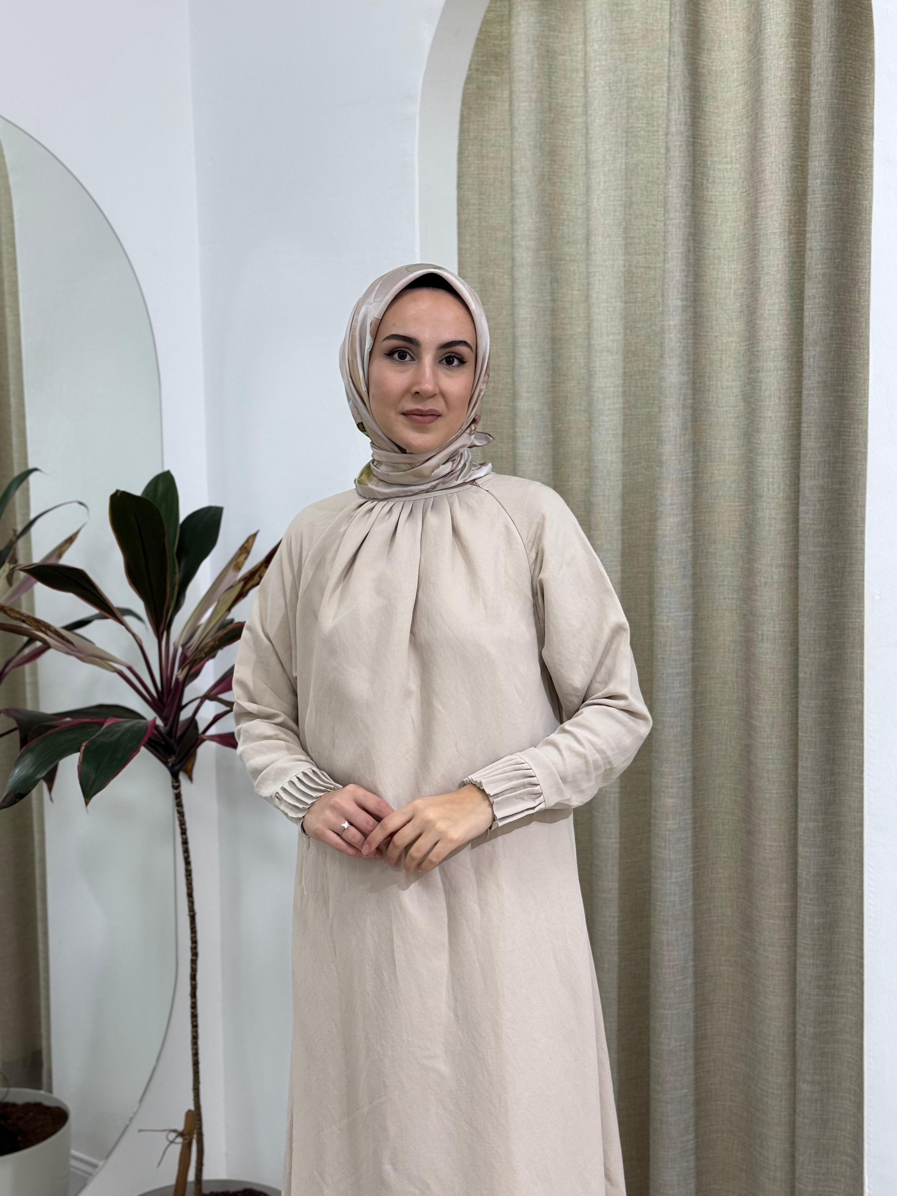 İnvee Tensel Elbise Krem 6964