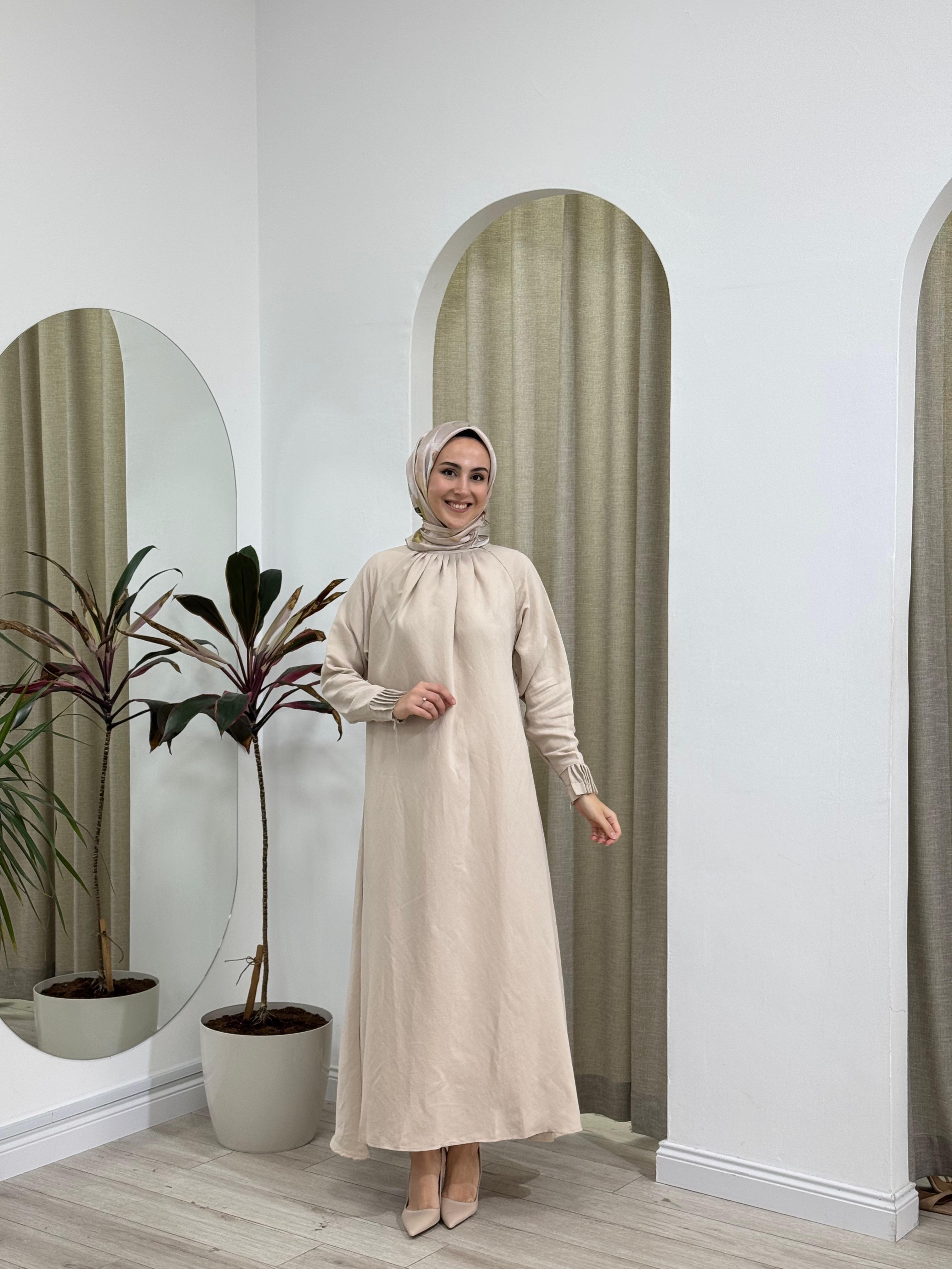 İnvee Tensel Elbise Krem 6964