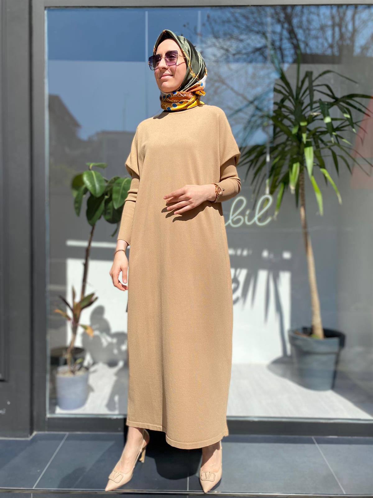 İnvee Triko Camel Elbise 5747