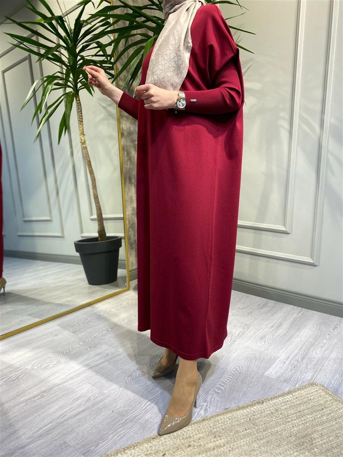 İnvee Triko Elbise Bordo 5747