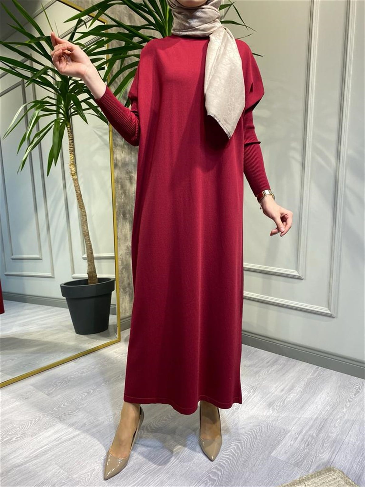 İnvee Triko Elbise Bordo 5747