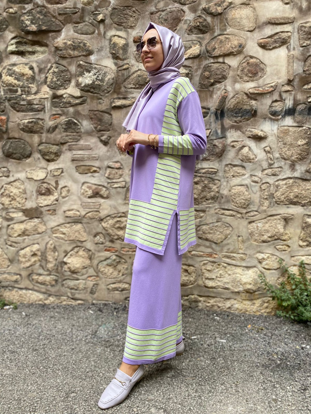 İnvee Triko Lila Çizgili 6766