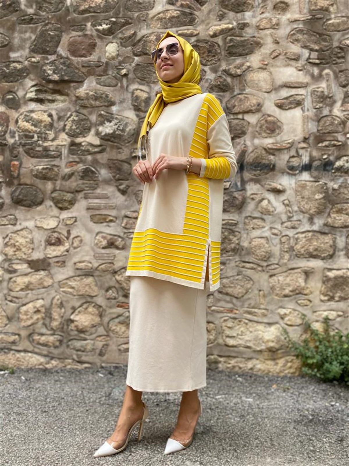 İnvee Triko Vanilya Çizgili 6766