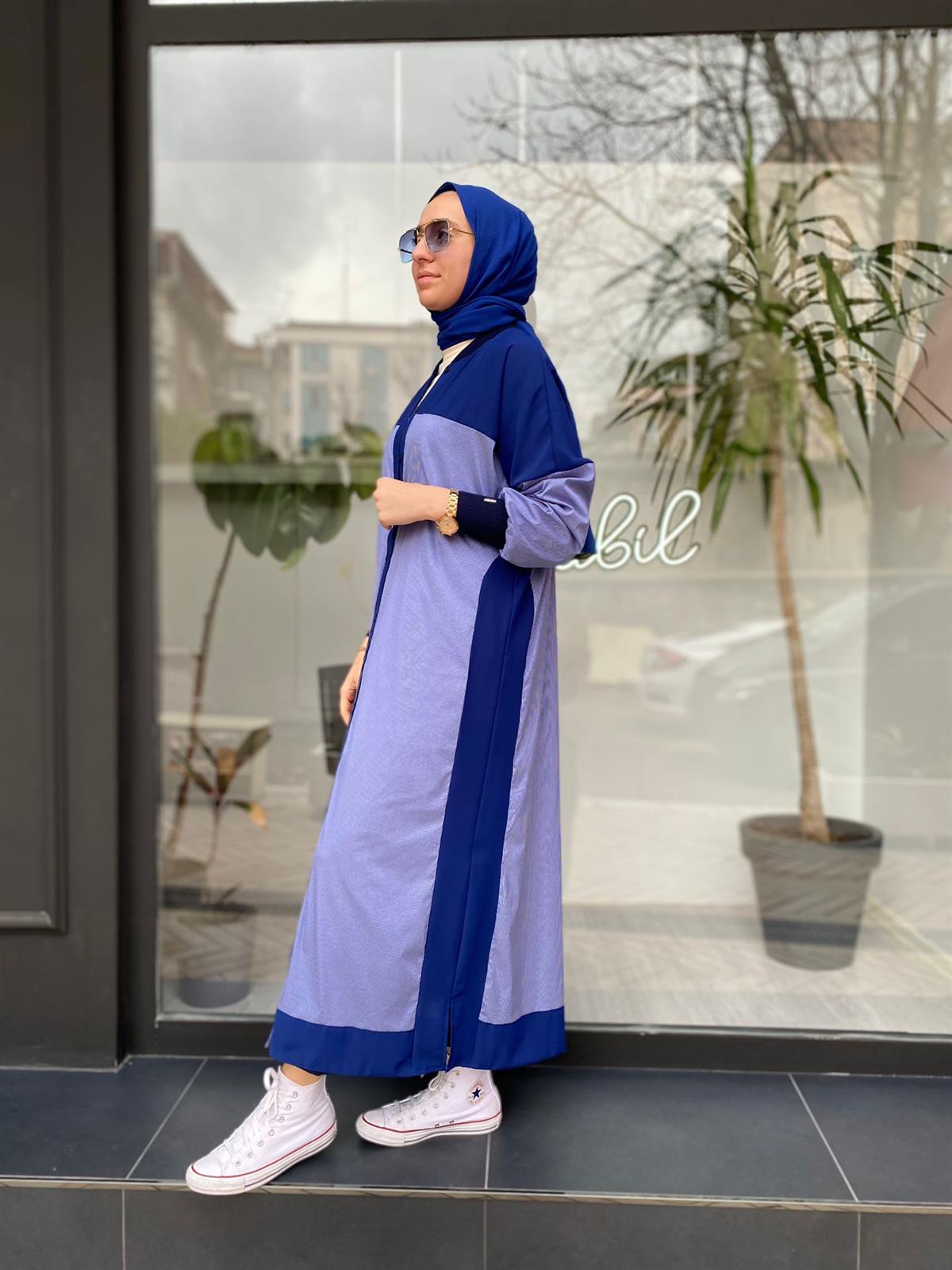 İnvee Uzun İki Renk Kap Lacivert-Mavi 6780