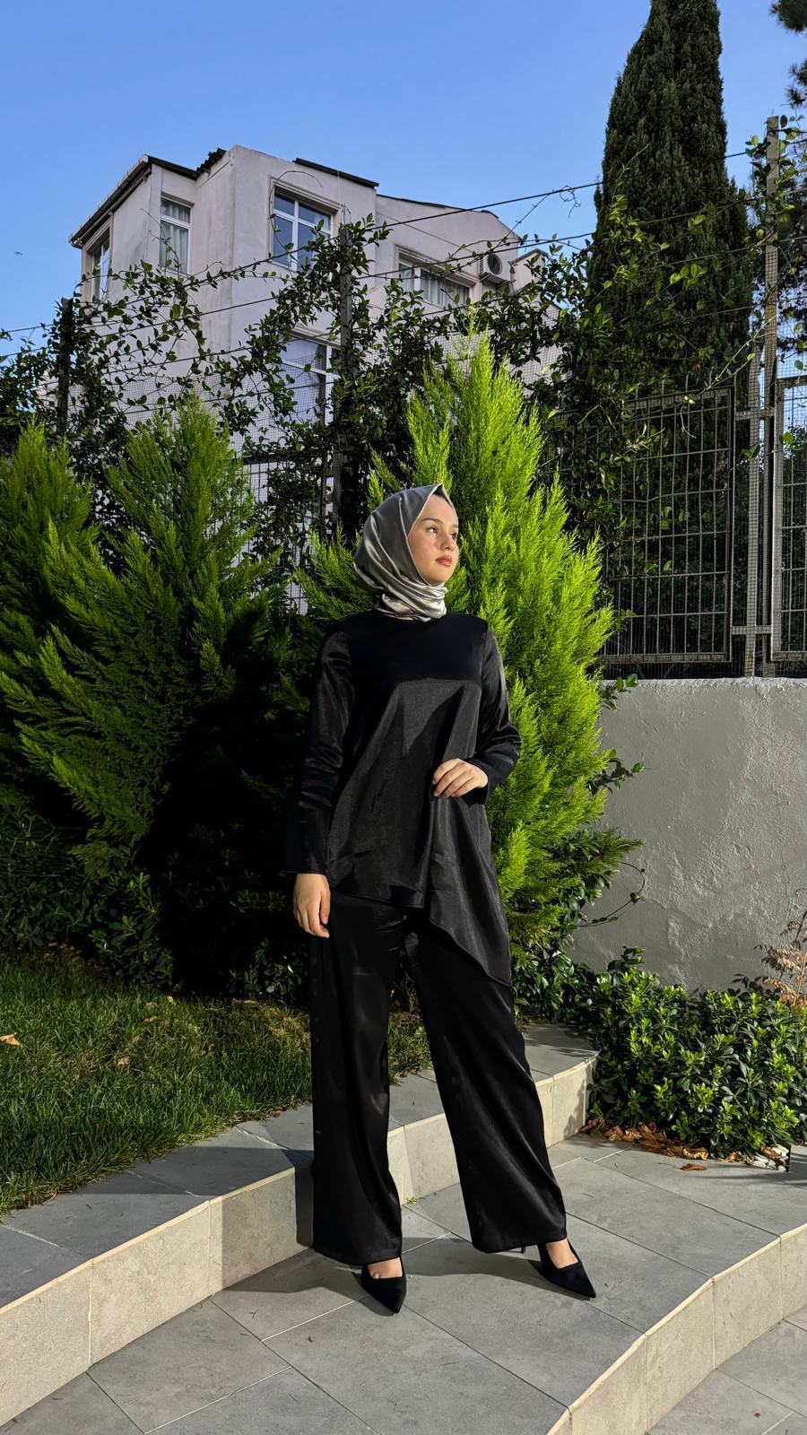Kahma Asimetrik Kesim Takım Siyah 24y12061