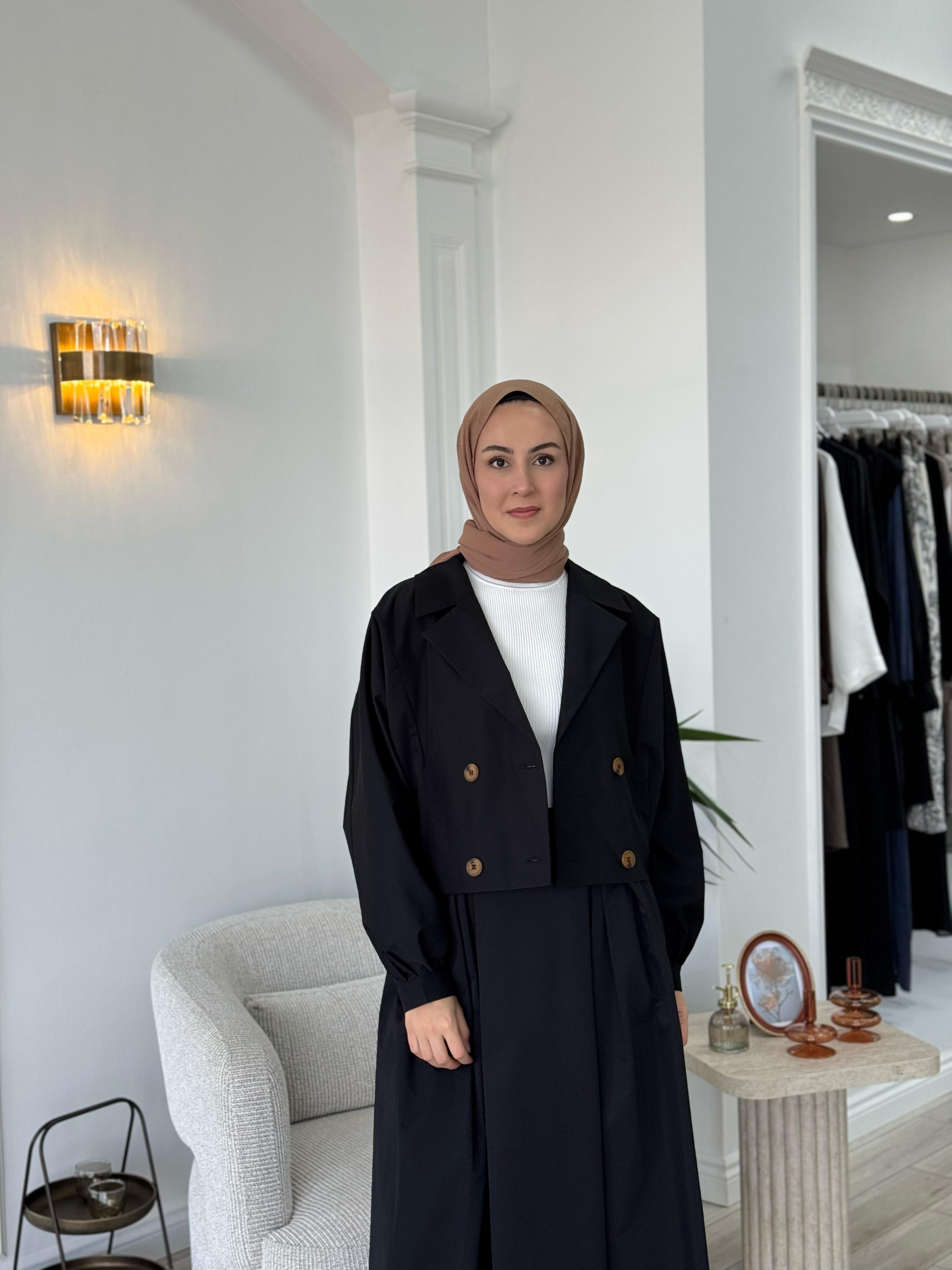 Kahma Bomber Ceket Etek Takım Siyah 25y25155