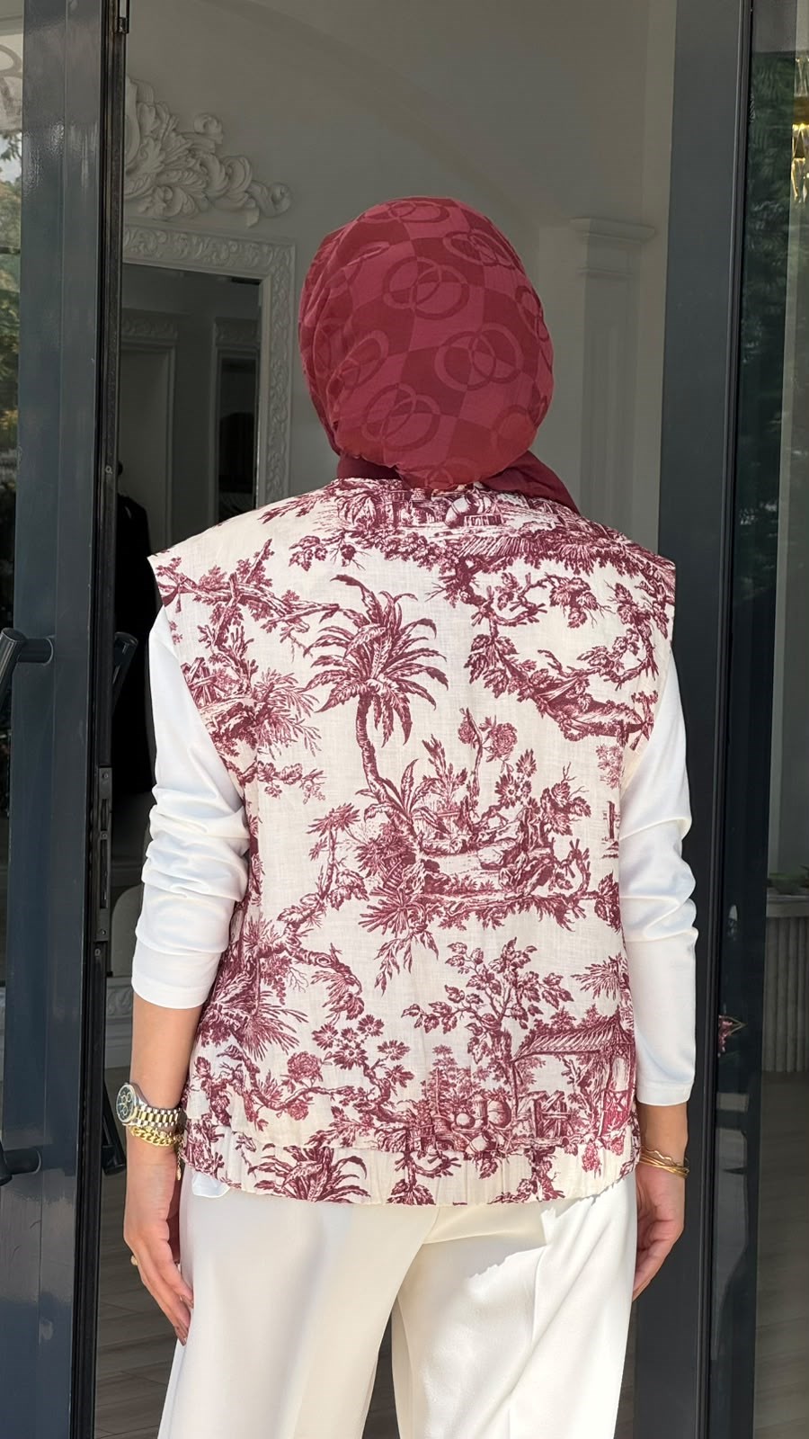 Kahma Bordo Desenli Yelek 25y24152