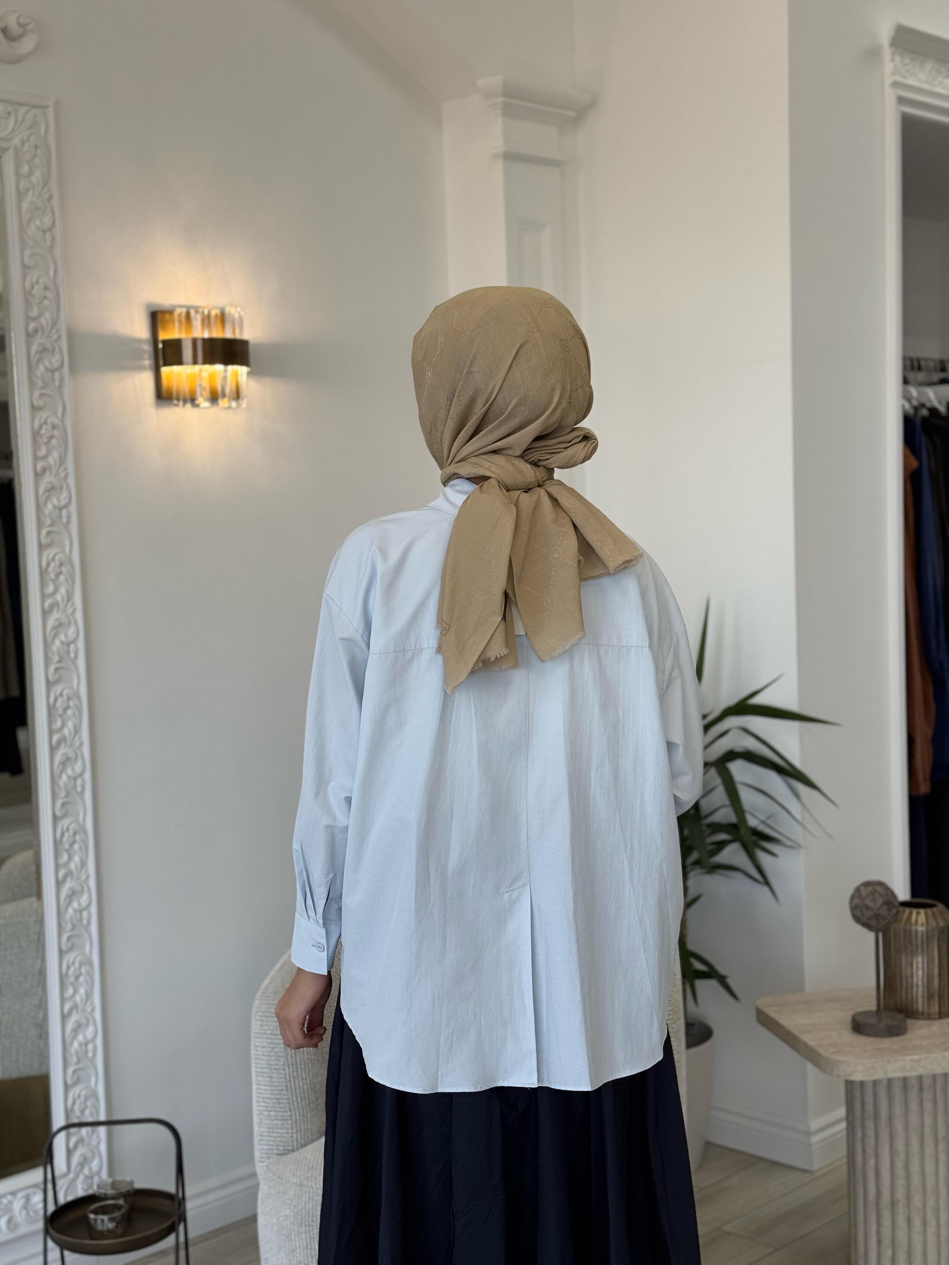 Kahma Buz Mavi Taşlı Gömlek 25y18155