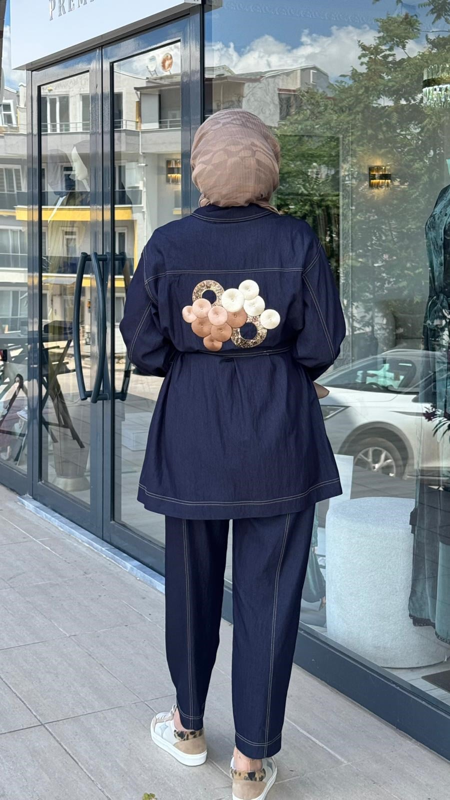 Kahma Cepli Kuşaklı Denim Oversize Ceket 26y25306