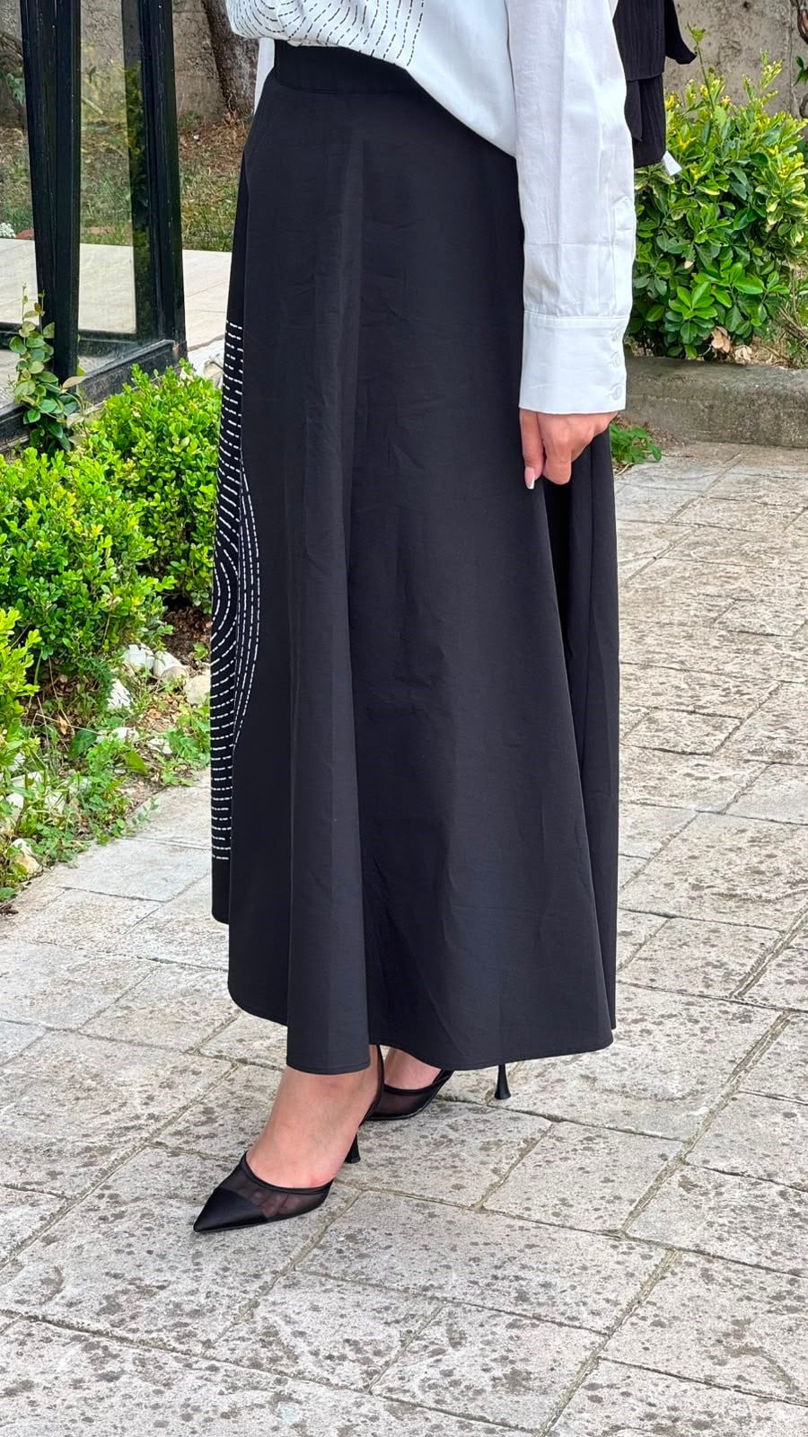 Kahma Çizgi Desenli Etek 26y29331