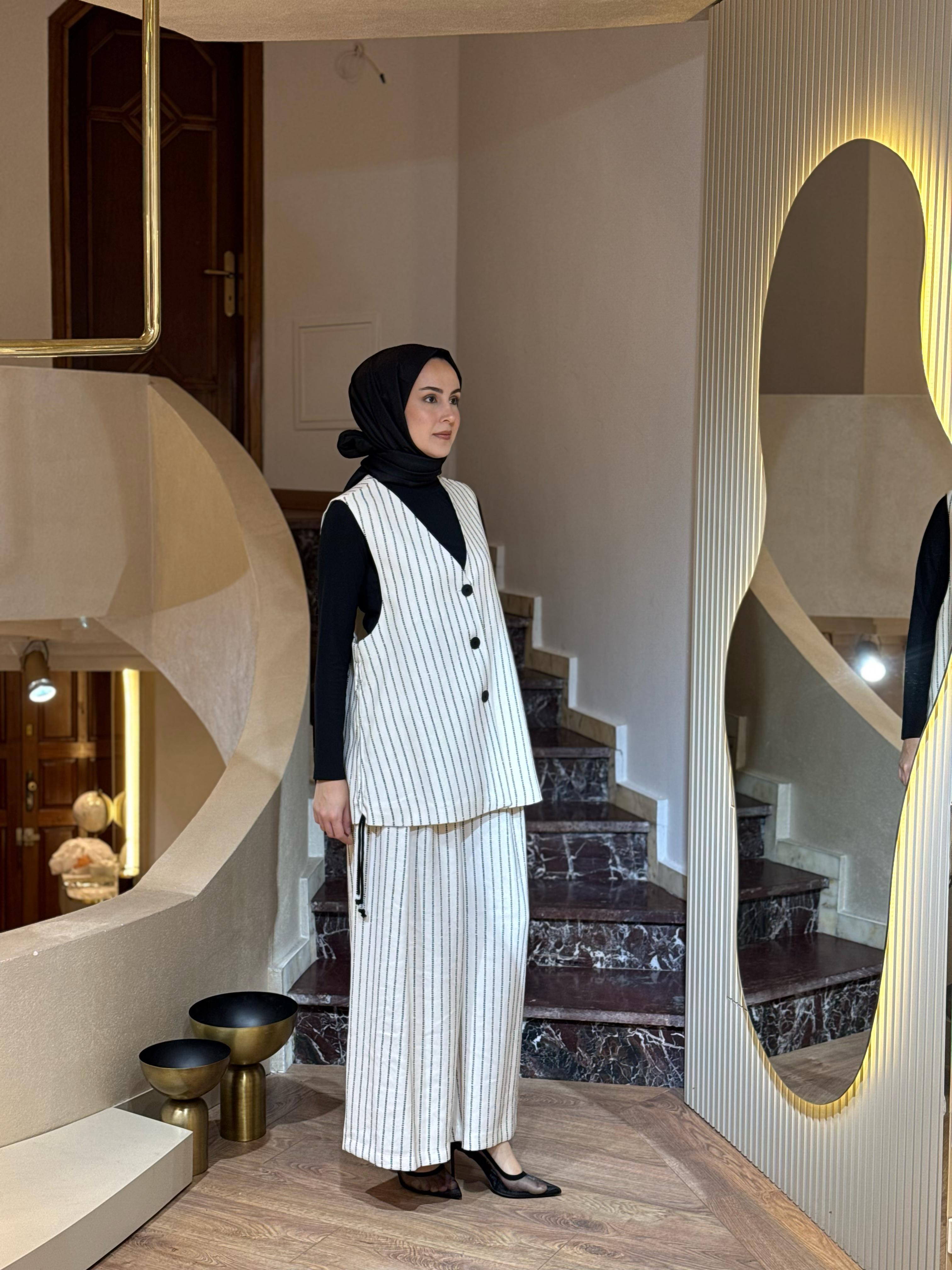 Kahma Çizgili Yelek 25y24151