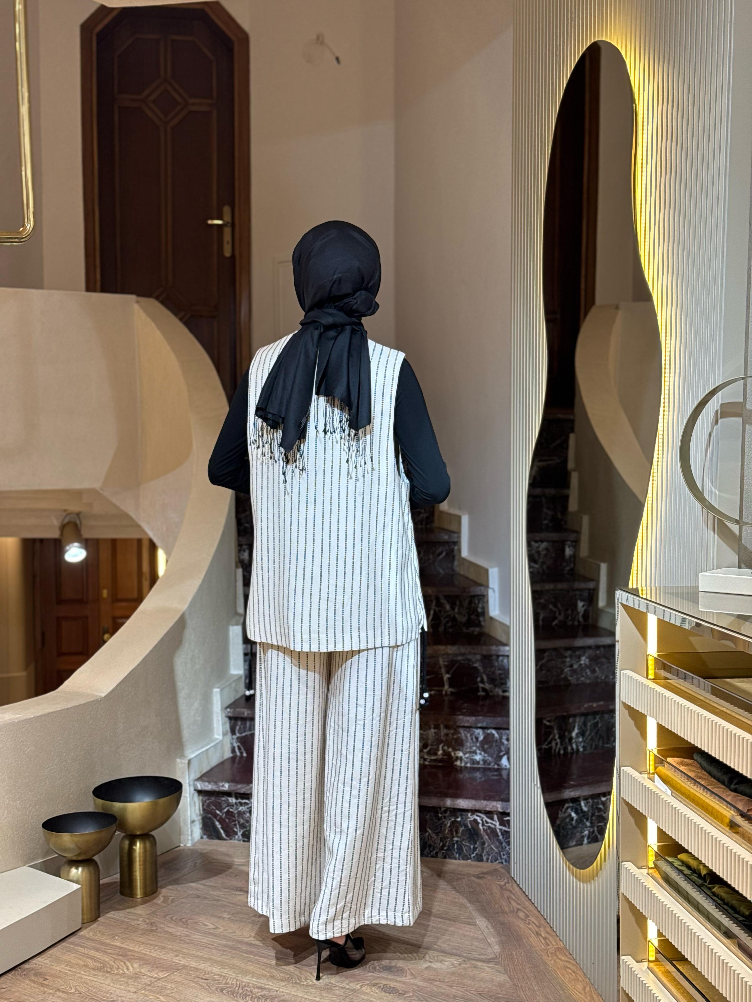 Kahma Çizgili Yelek 25y24151