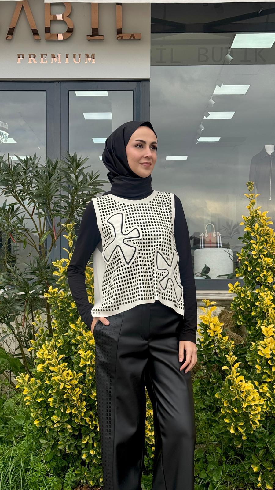 Kahma Deri Görünümlü Pantolon 25k11224