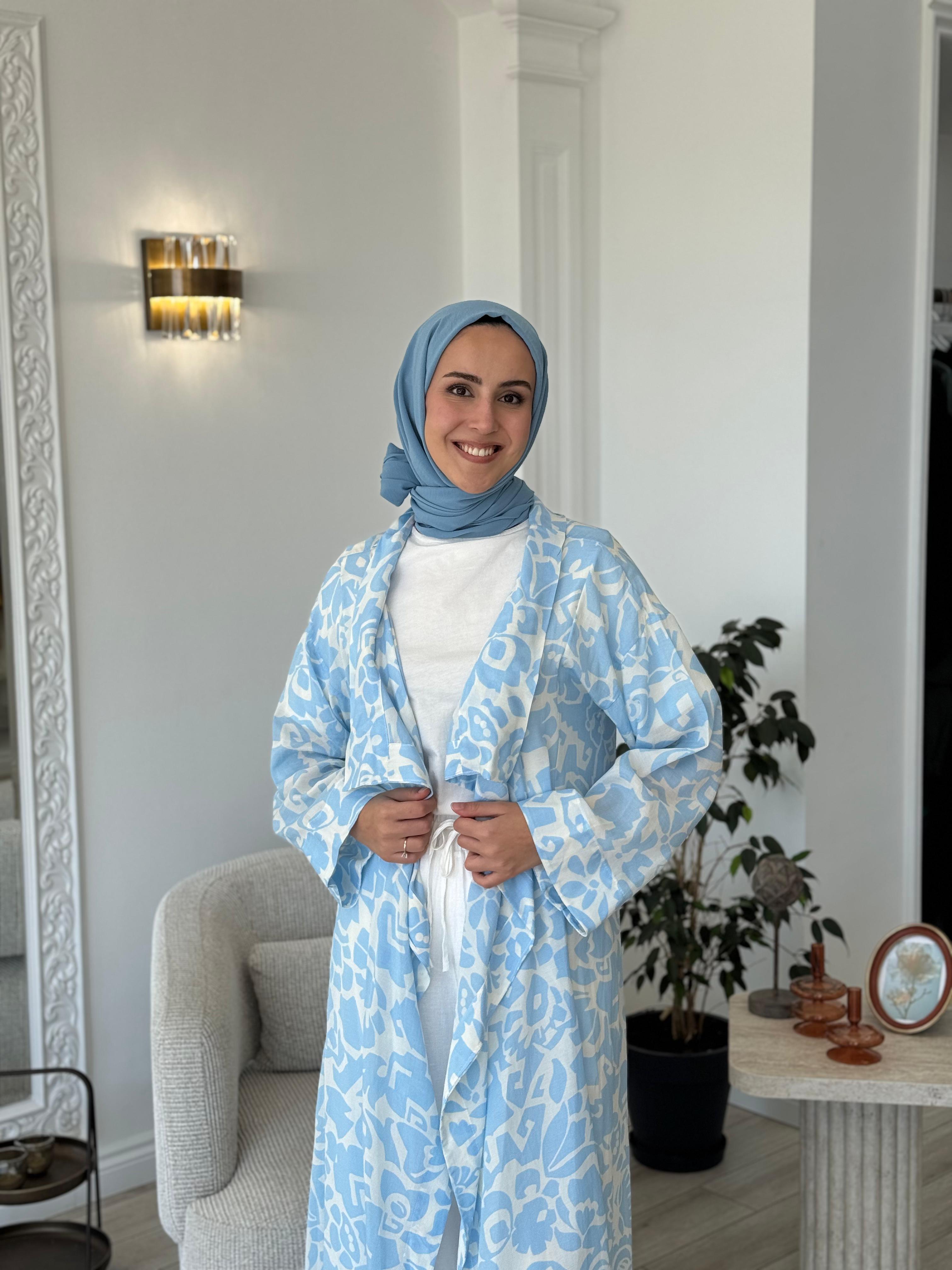 Kahma Desenli Kimono Bebe Mavisi 24y14057
