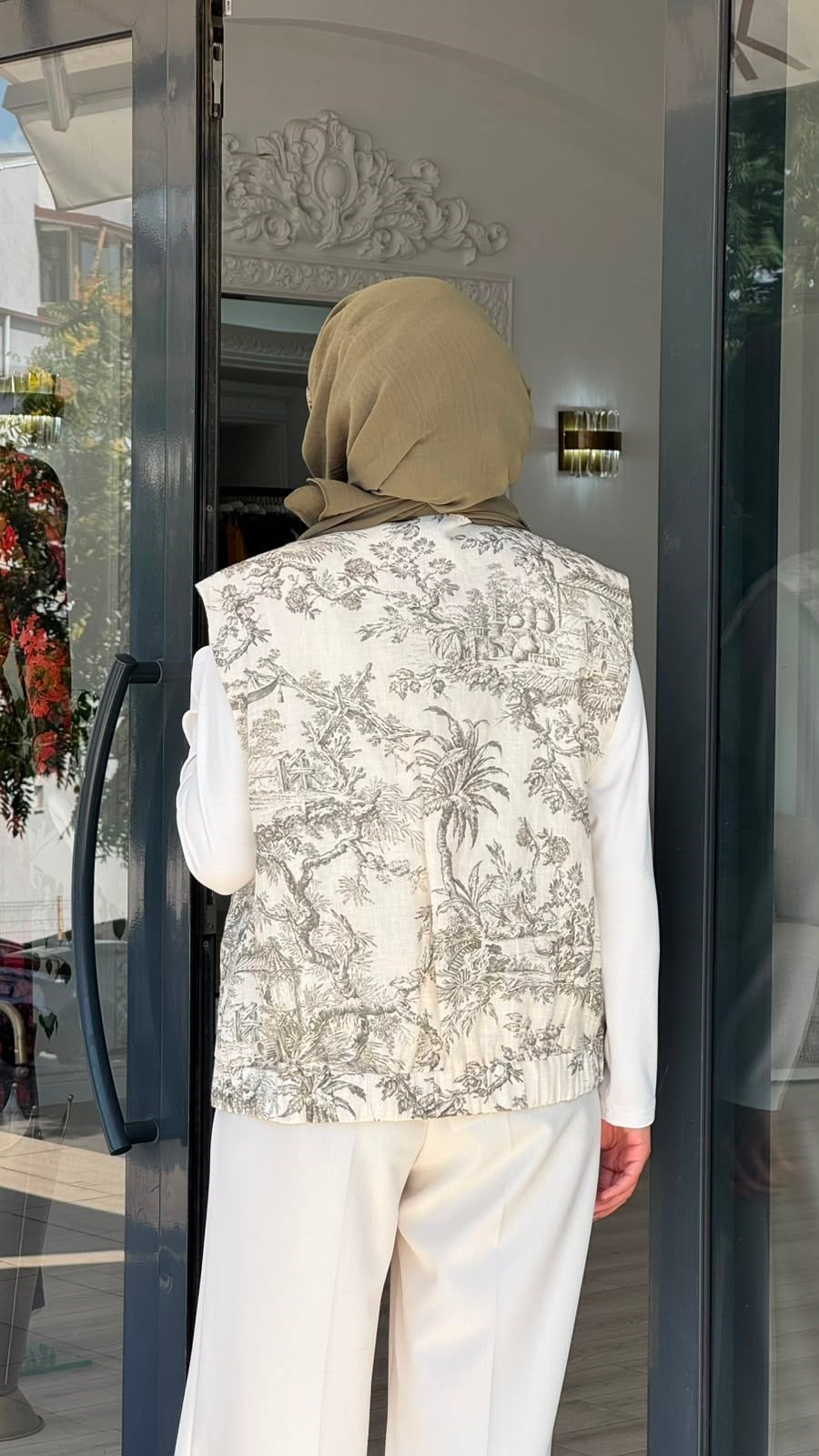 Kahma Desenli Yelek Orman Yeşili 25y24152