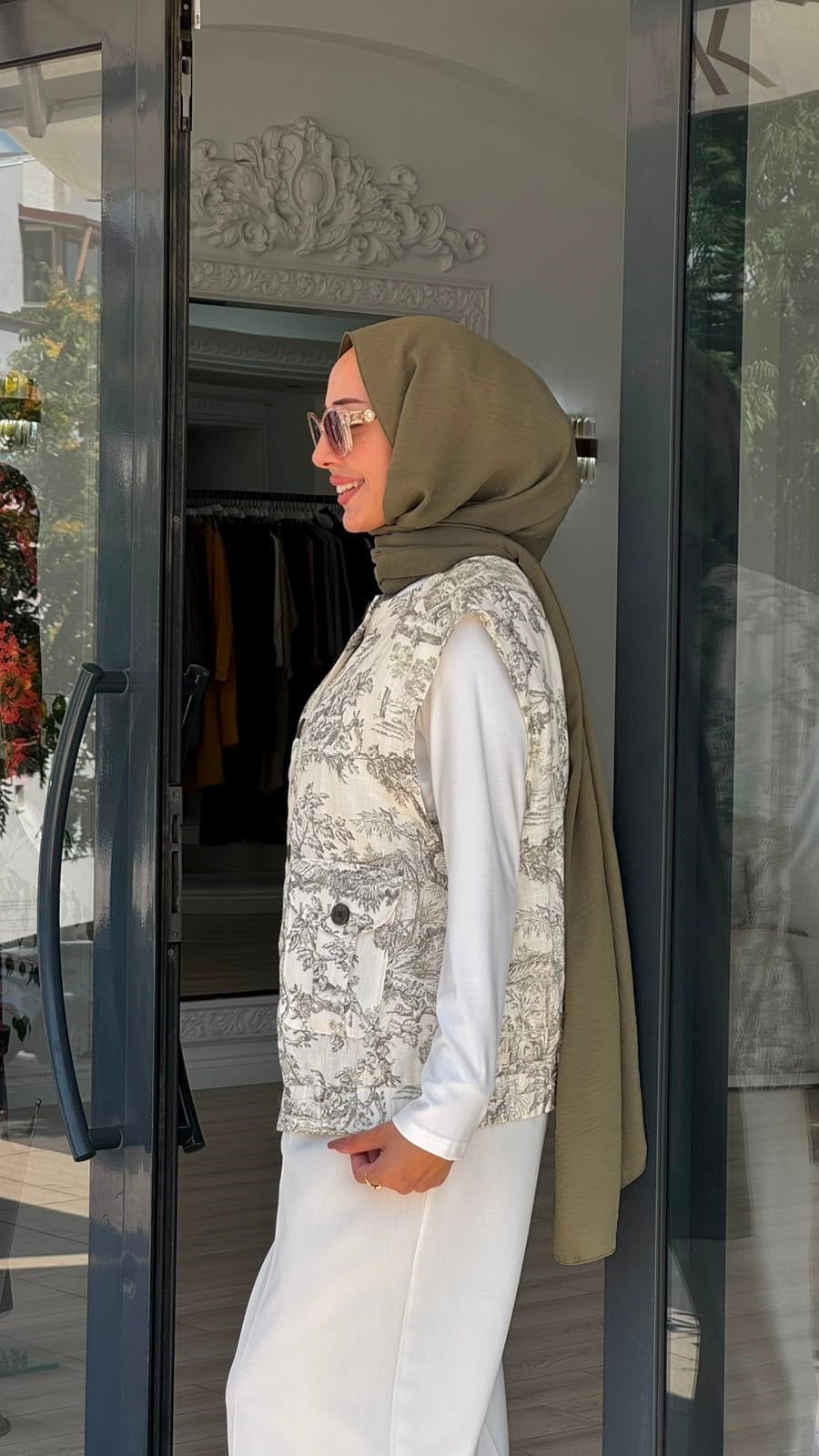 Kahma Desenli Yelek Orman Yeşili 25y24152