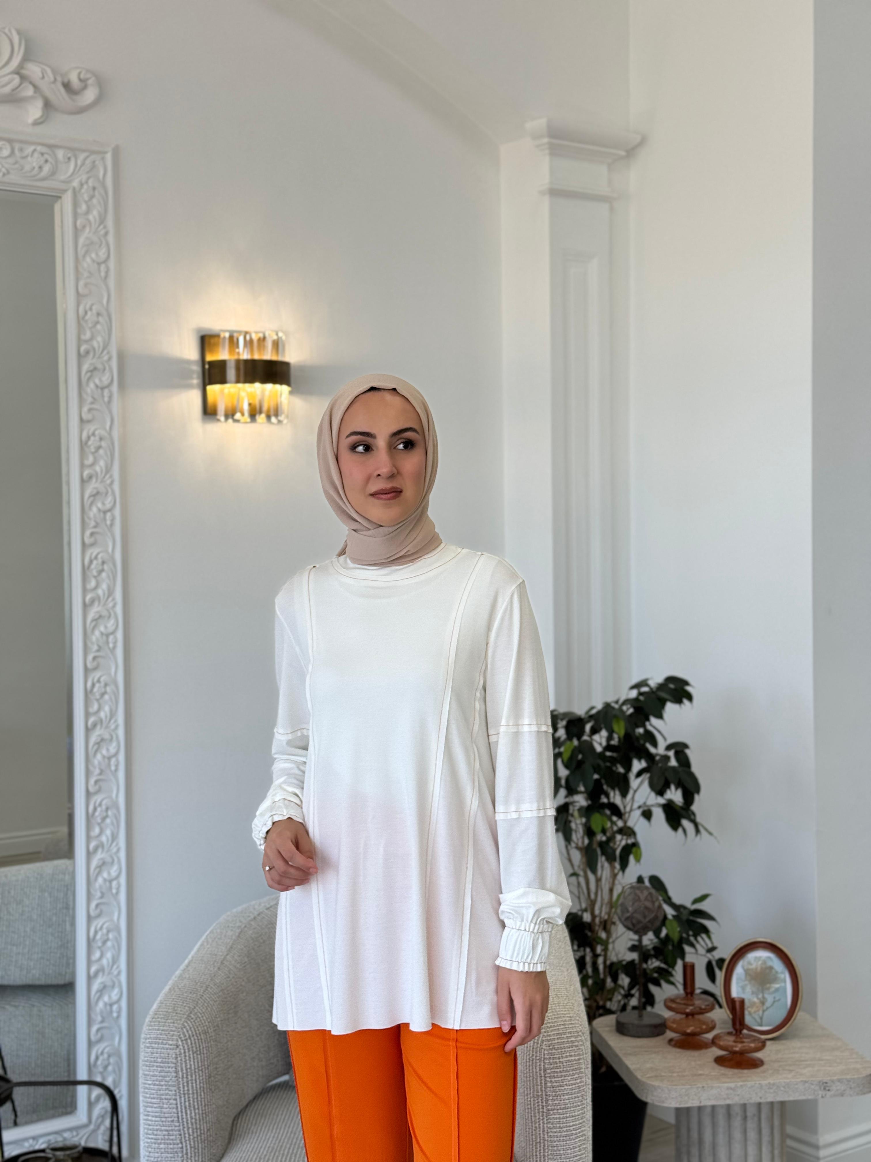 Kahma Dikiş Detaylı Takım Oranj 24y12040