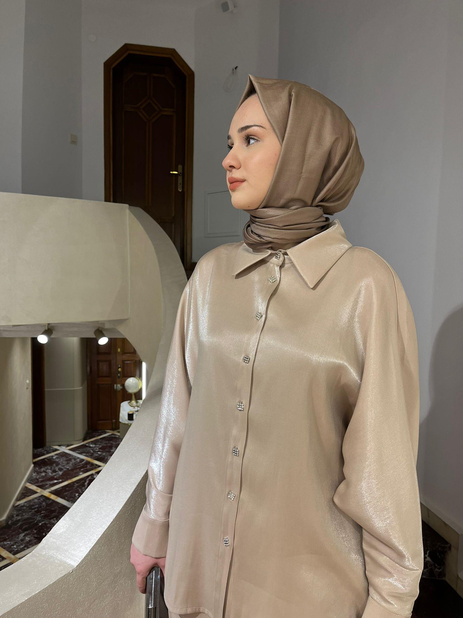 Kahma Düğme Detaylı Tunik Bej 24y12062