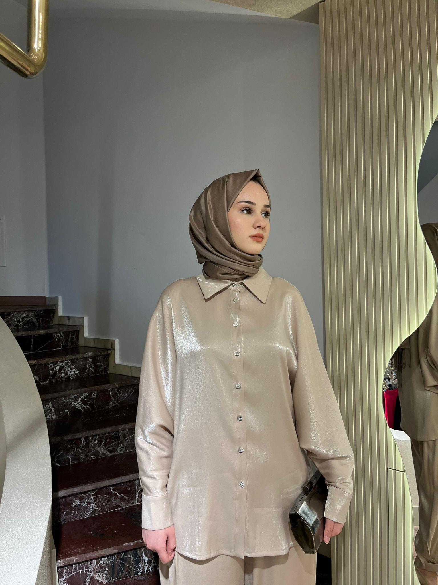 Kahma Düğme Detaylı Tunik Bej 24y12062