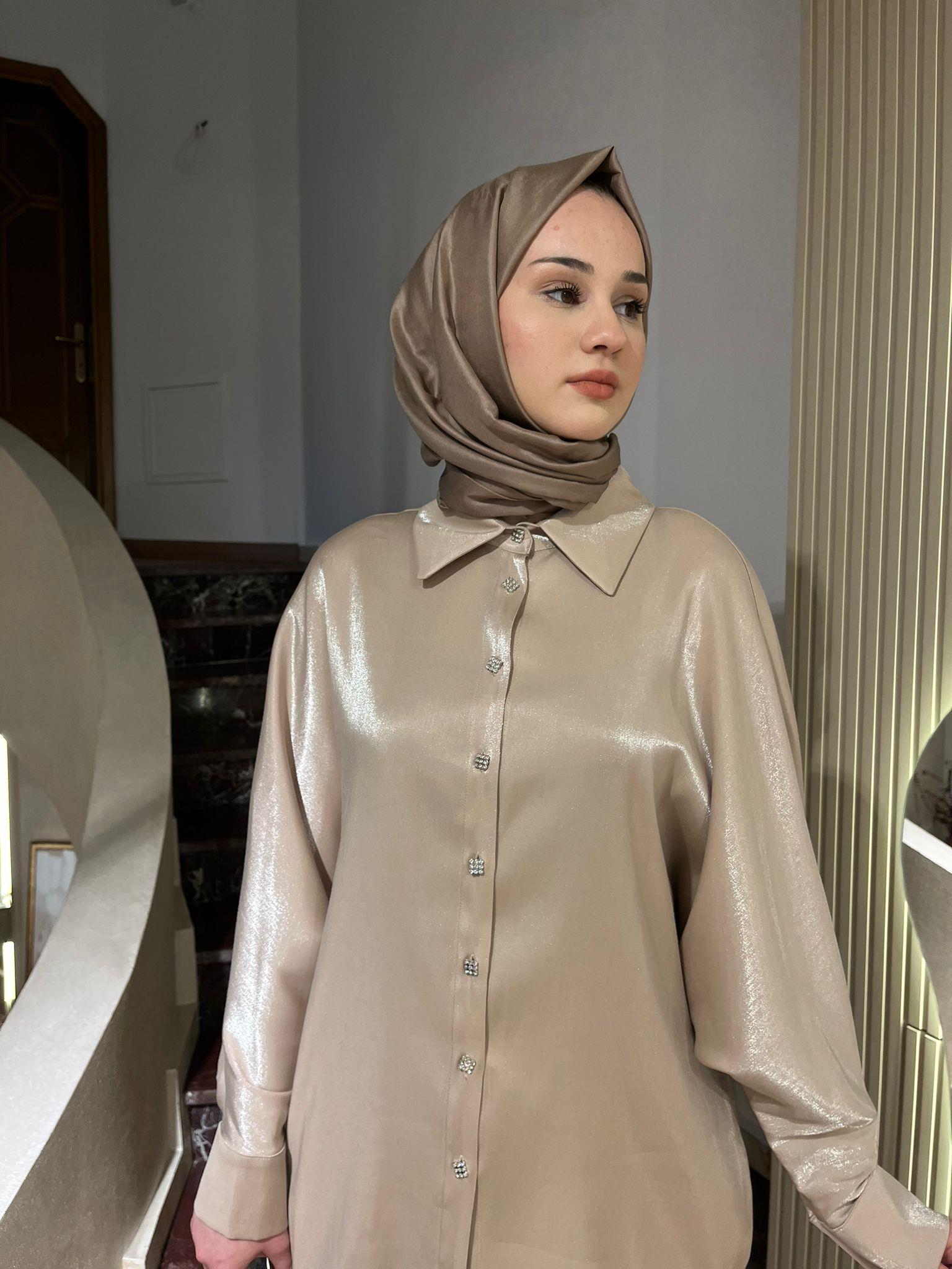 Kahma Düğme Detaylı Tunik Bej 24y12062