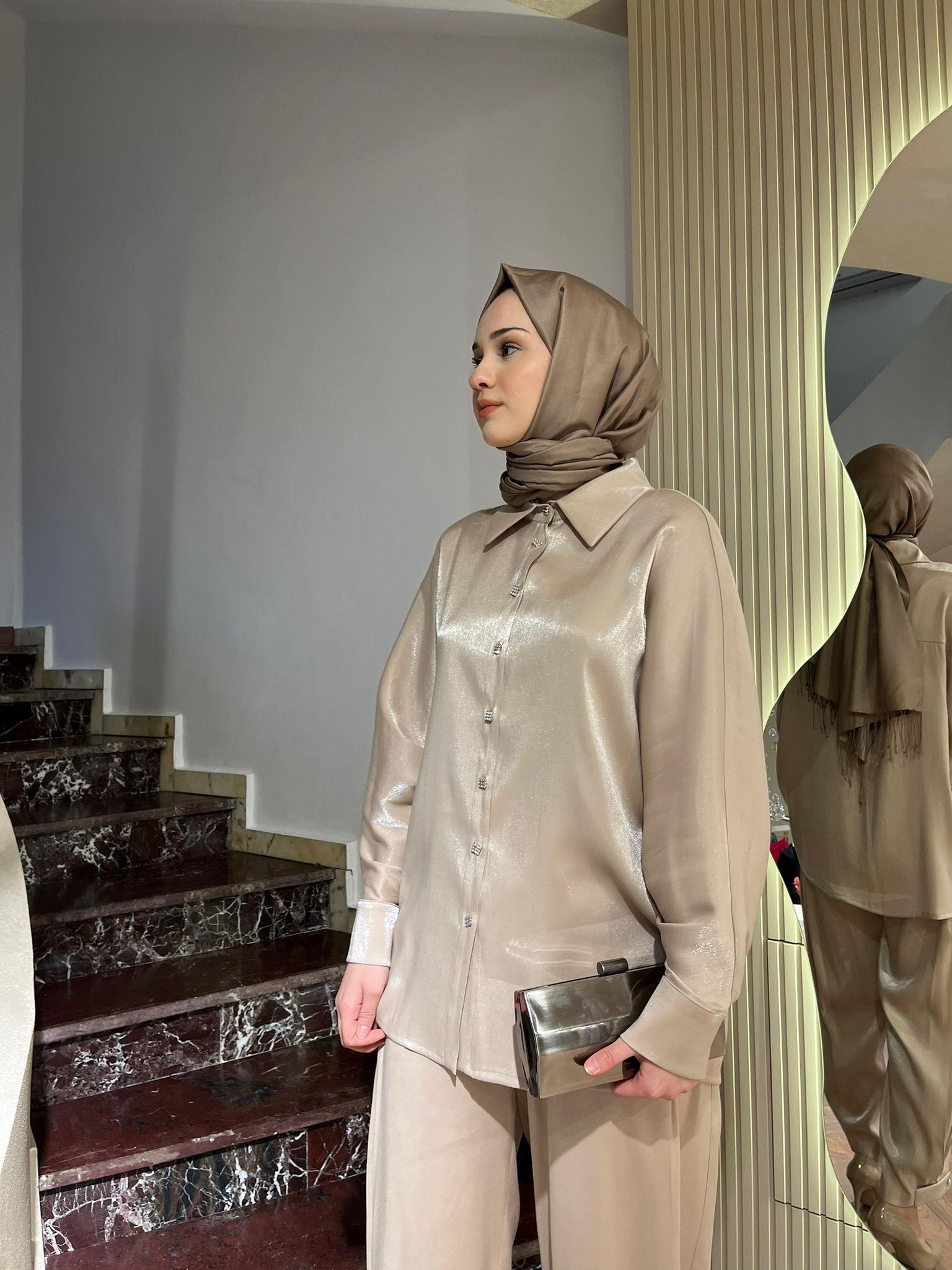 Kahma Düğme Detaylı Tunik Bej 24y12062
