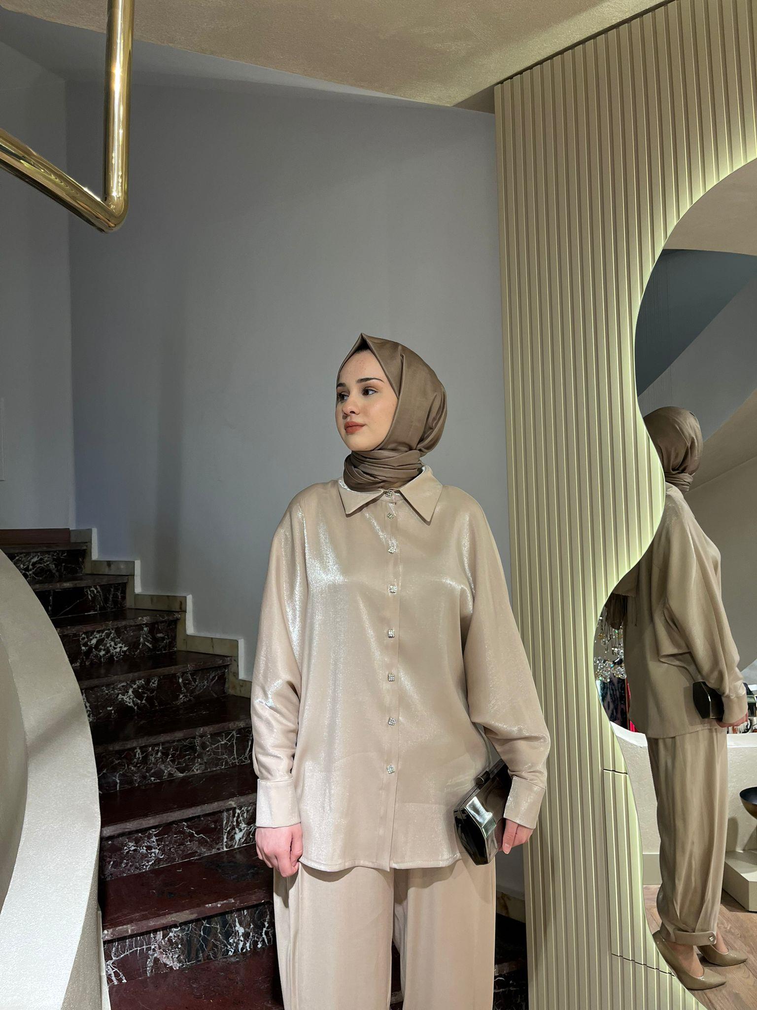 Kahma Düğme Detaylı Tunik Bej 24y12062