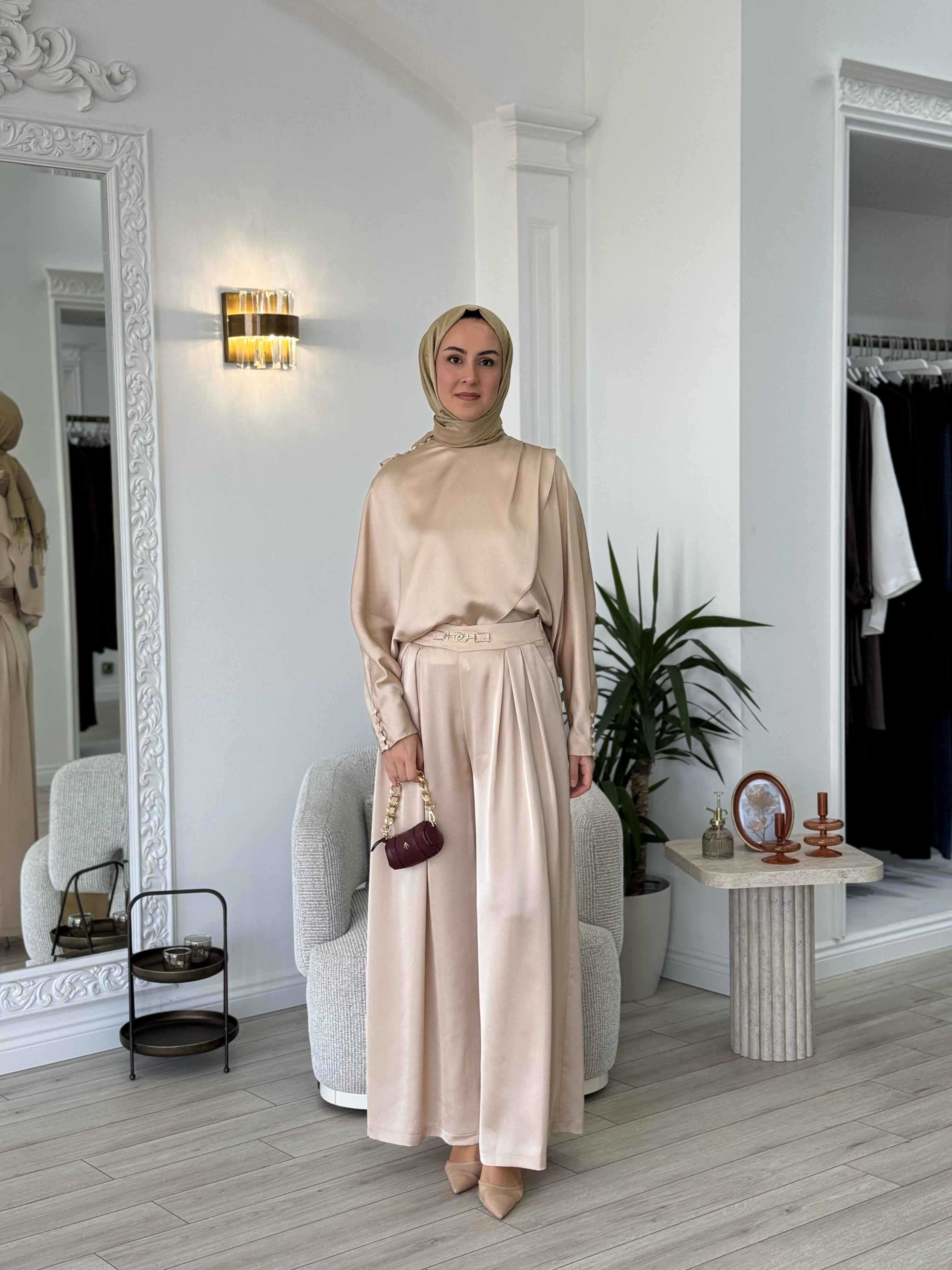 Kahma Etek Pantolonlu Takım Bej 25y17157