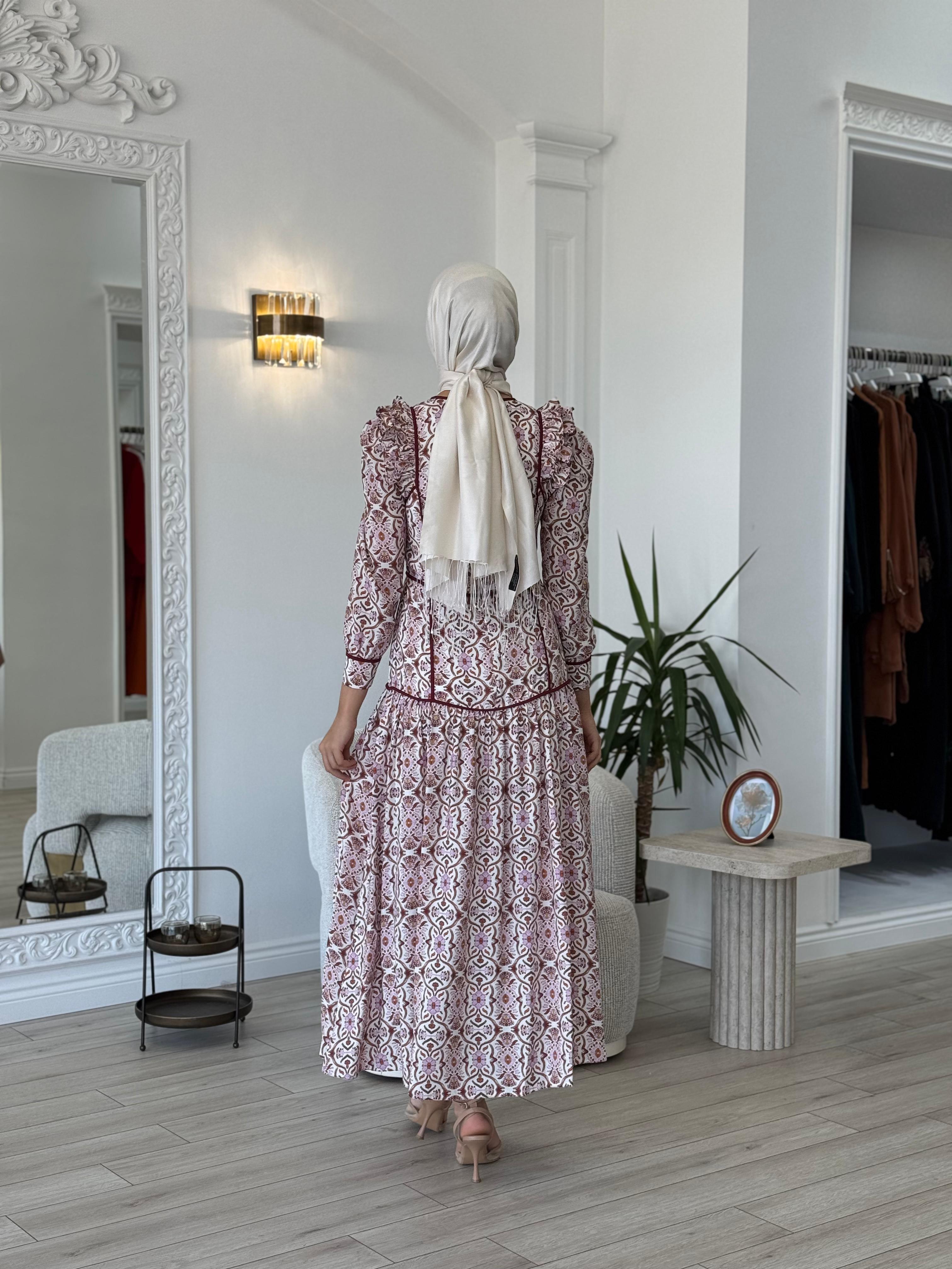 Kahma Etnik Desenli Elbise Şeker Pembesi 25y13160