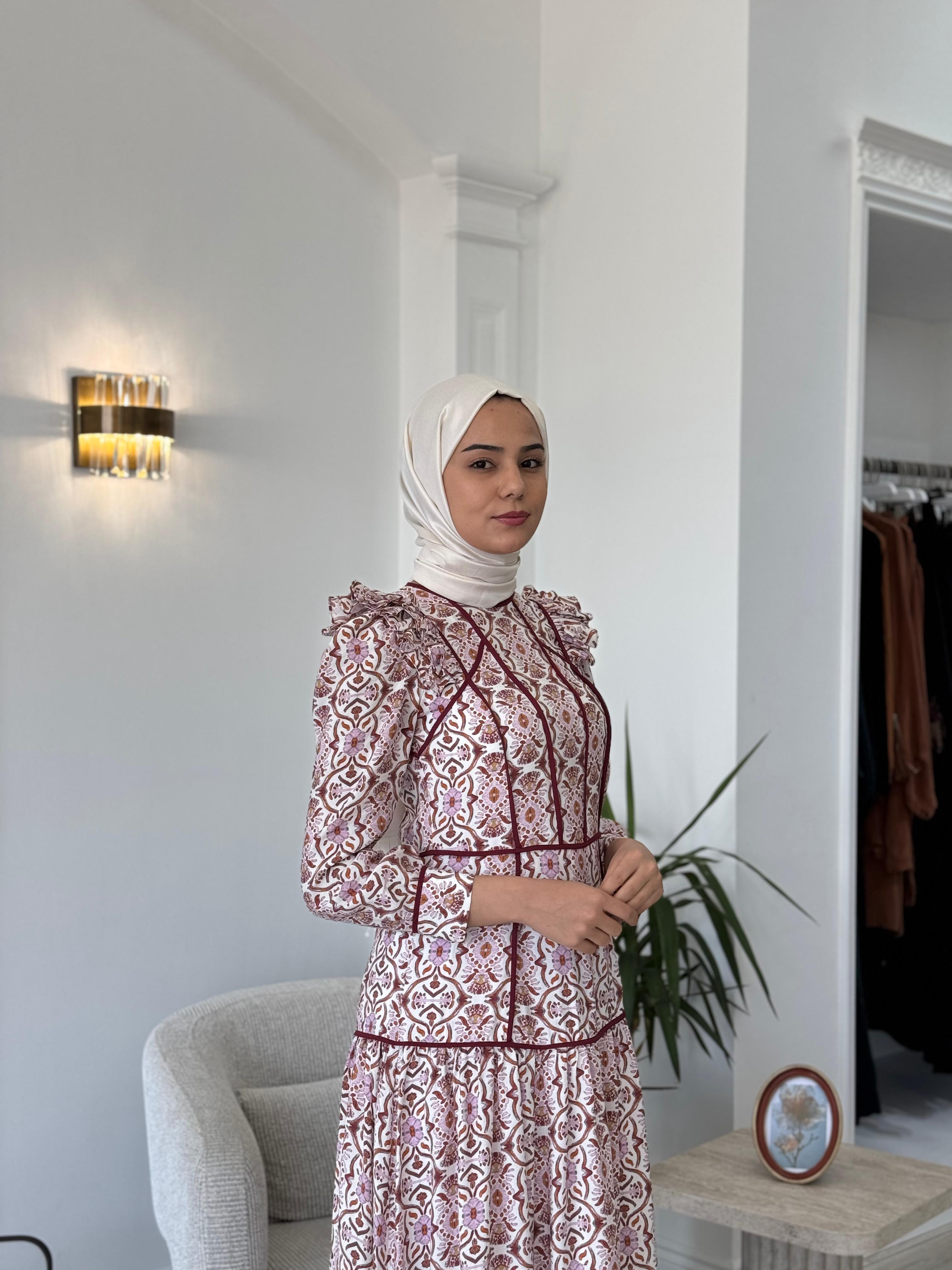 Kahma Etnik Desenli Elbise Şeker Pembesi 25y13160