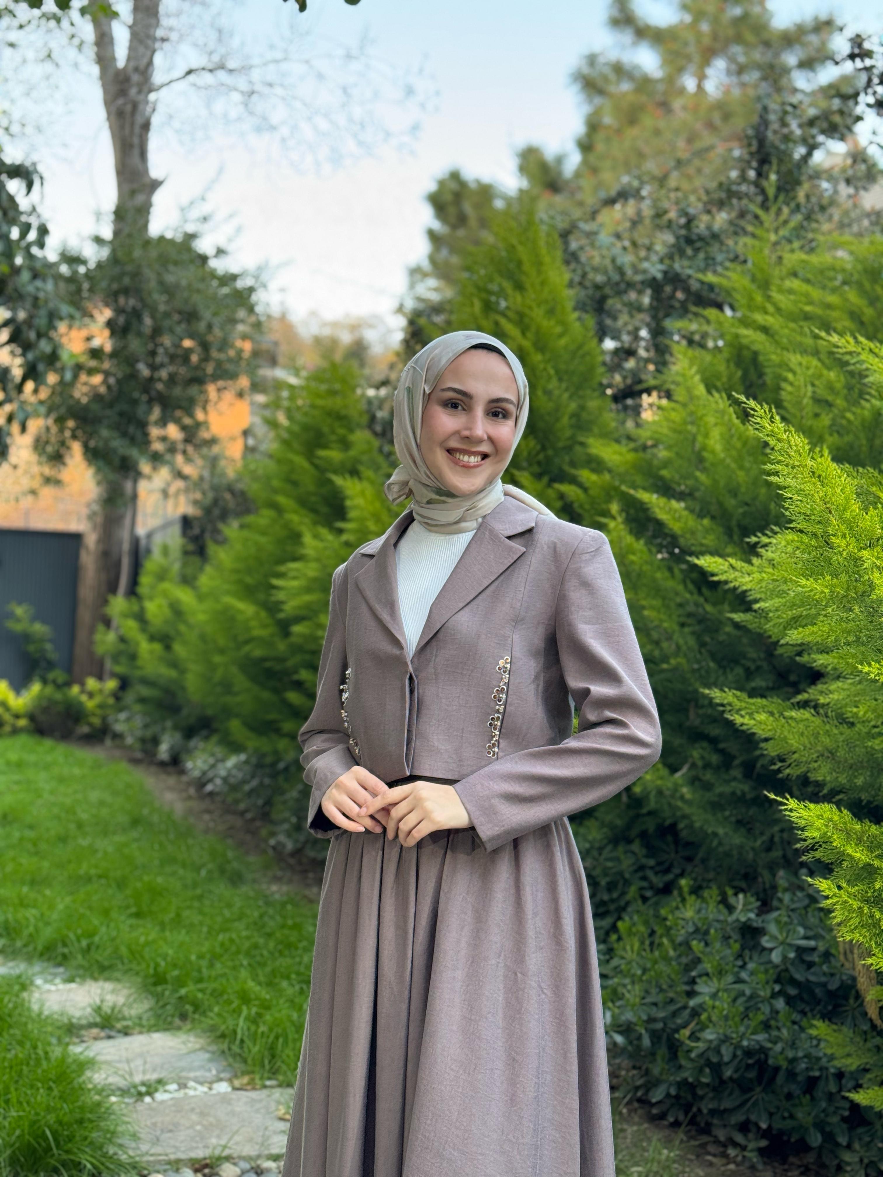 Kahma Kısa Ceketli Takım Kahverengi 25y25156