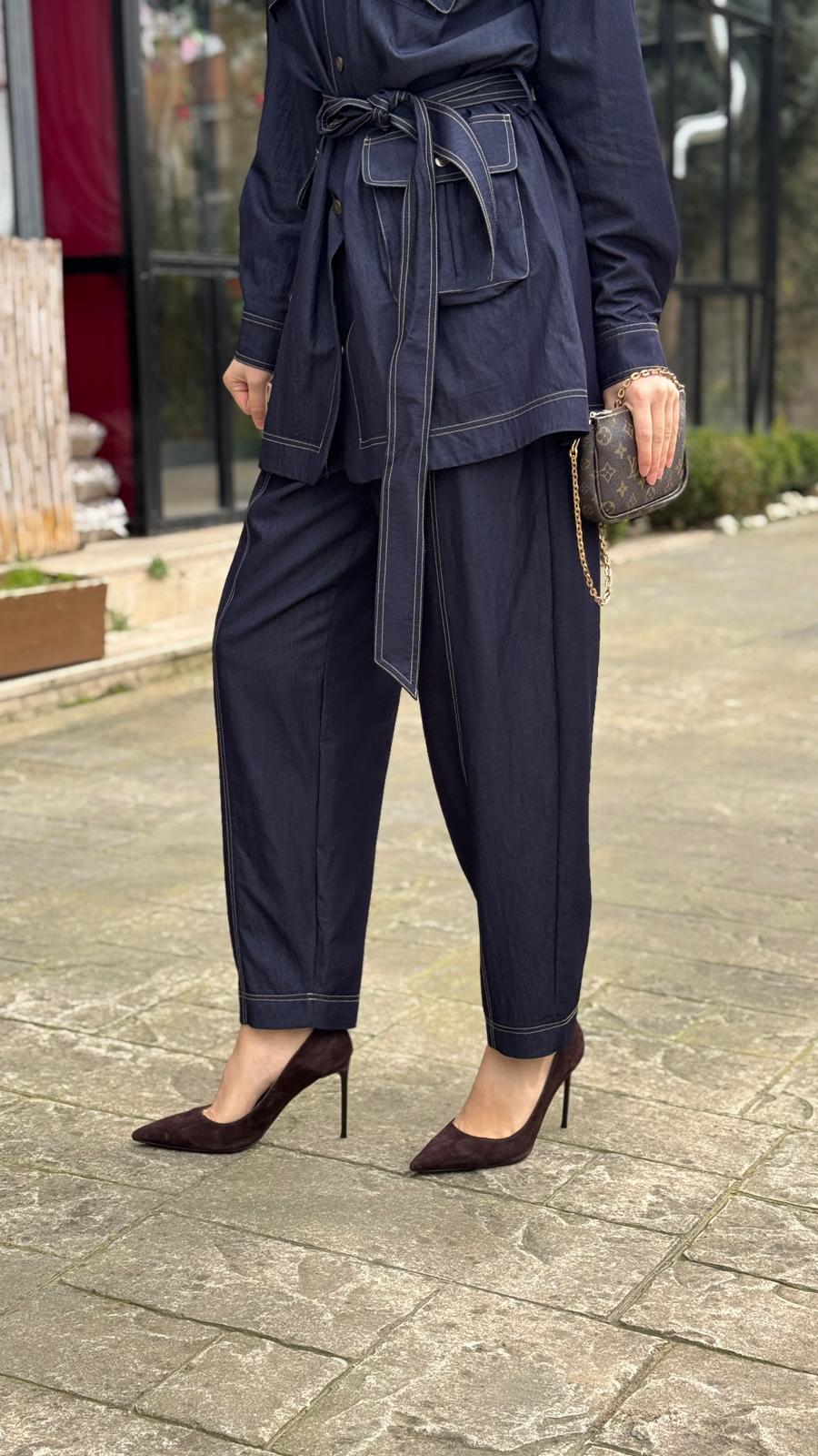 Kahma Kontrast Dikişli Denim Pantolon 26y11310
