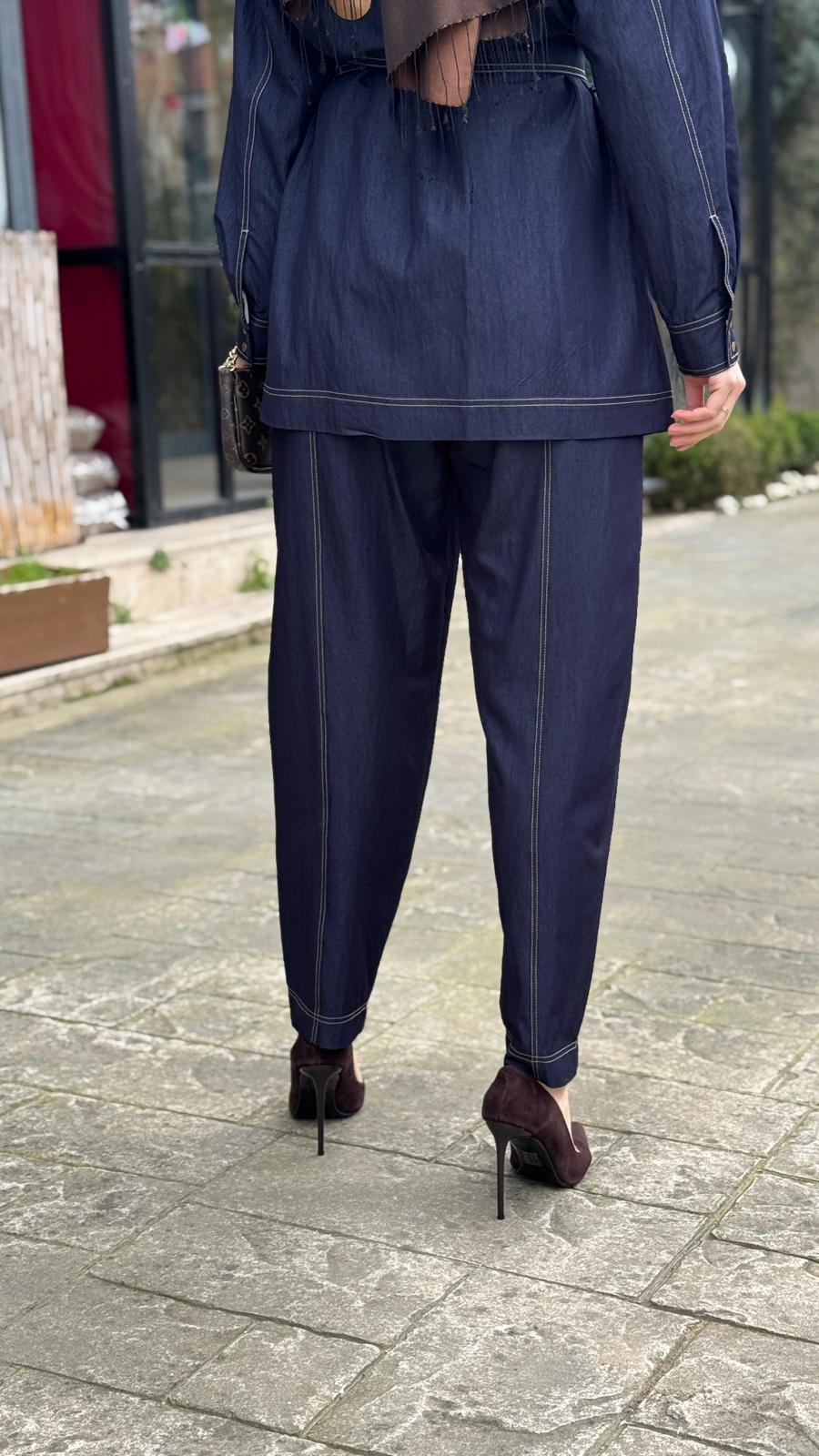 Kahma Kontrast Dikişli Denim Pantolon 26y11310