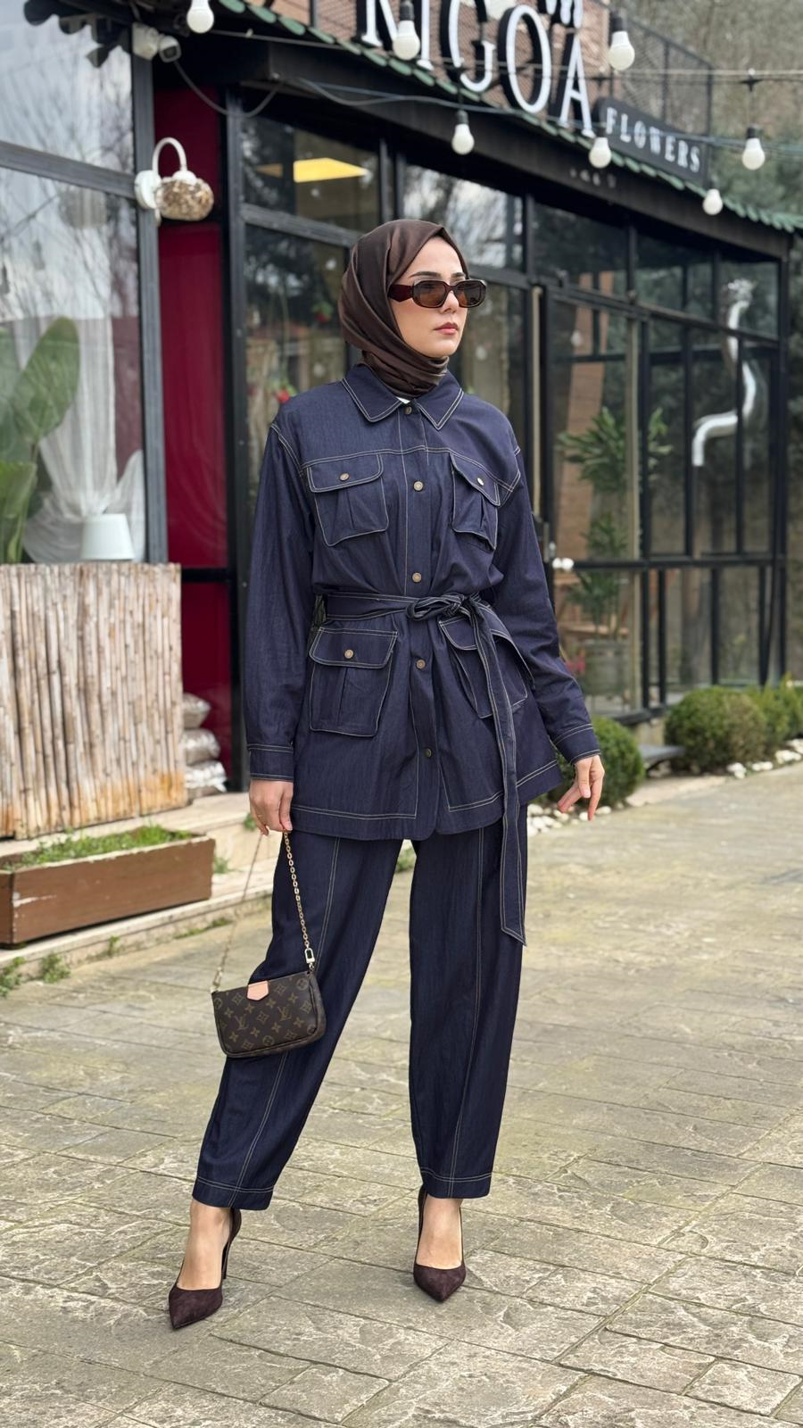 Kahma Kontrast Dikişli Denim Pantolon 26y11310