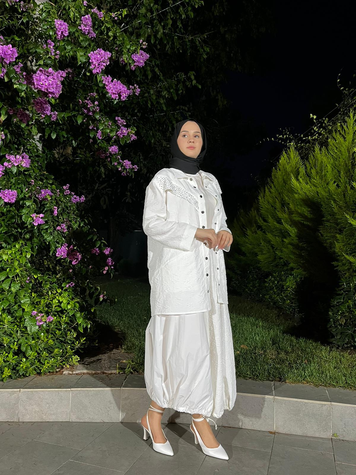 Kahma Paraşüt Etek Beyaz 24y29051