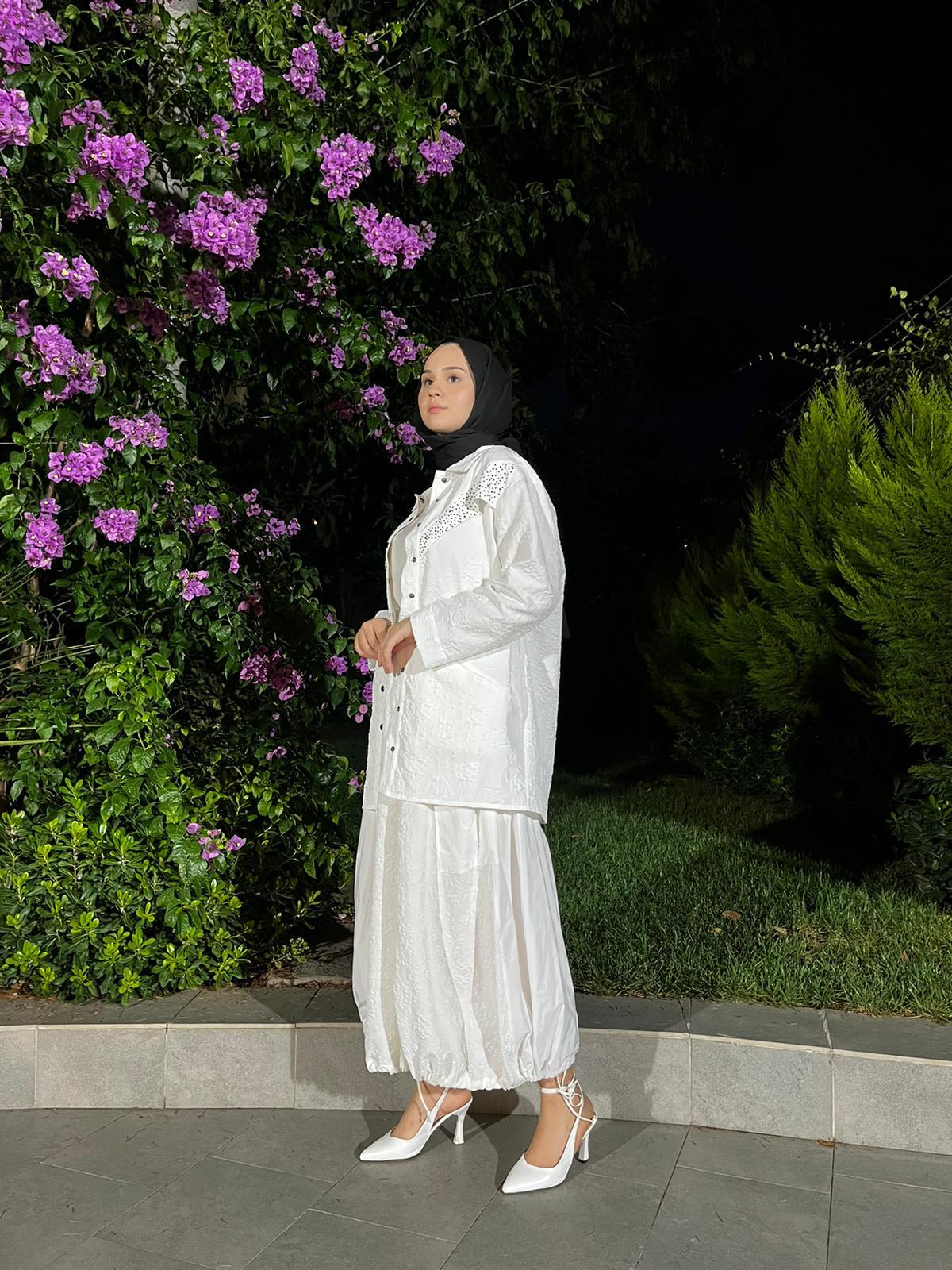 Kahma Paraşüt Etek Beyaz 24y29051