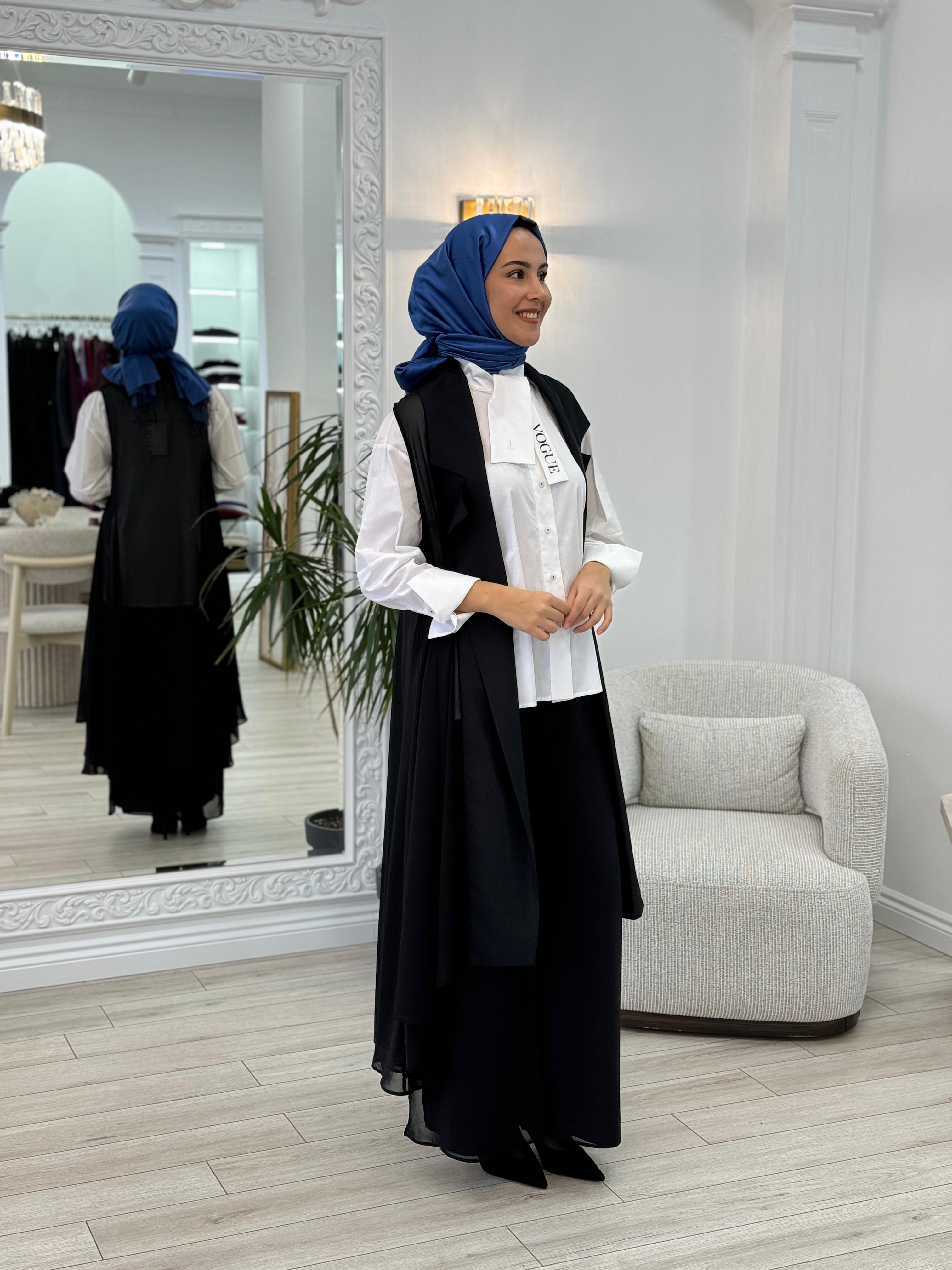 Kahma Siyah Tül Yelek 24k14102