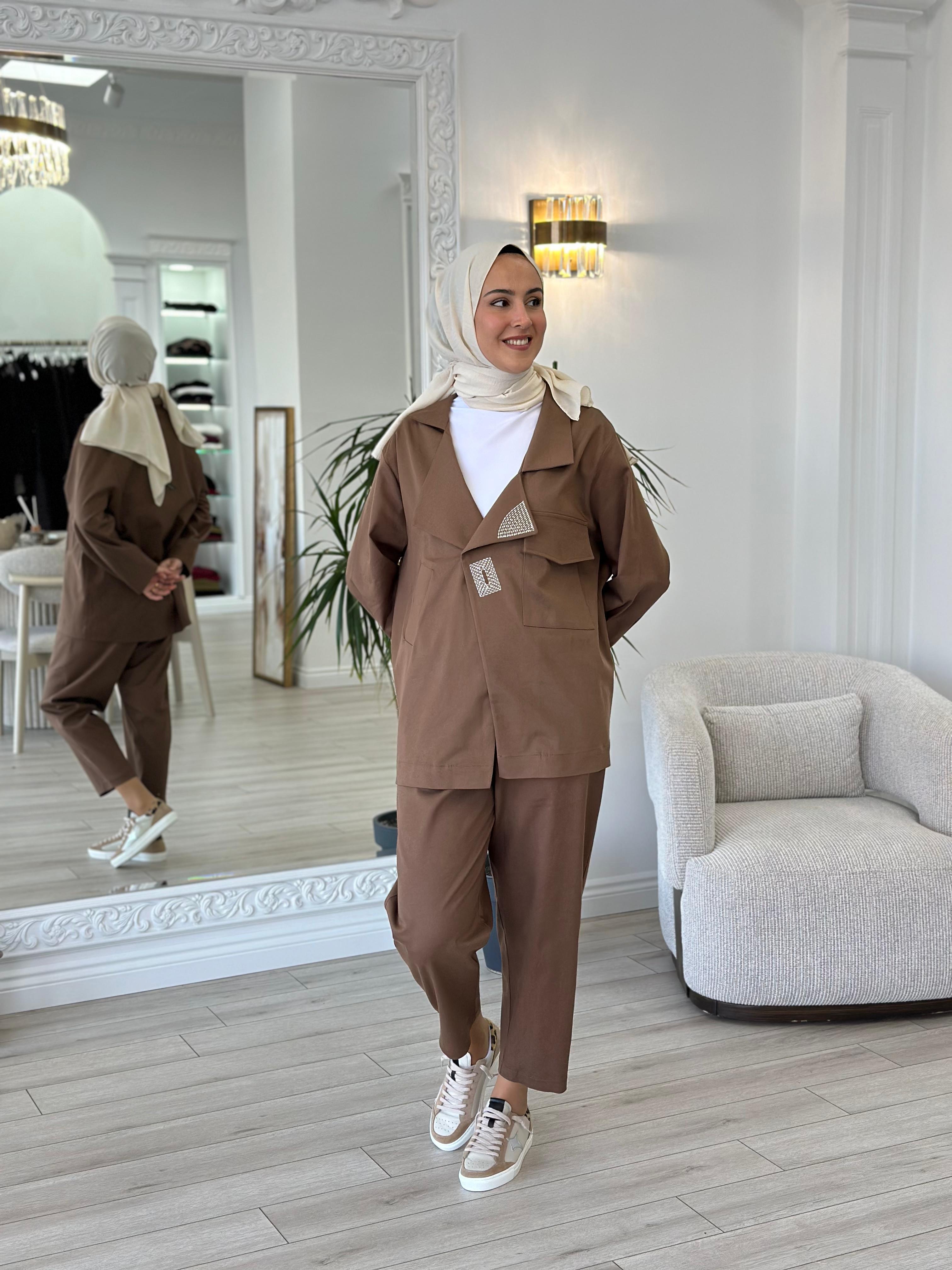 Kahma Sütlü Kahve Ceket Pantolon Takım 24k25103