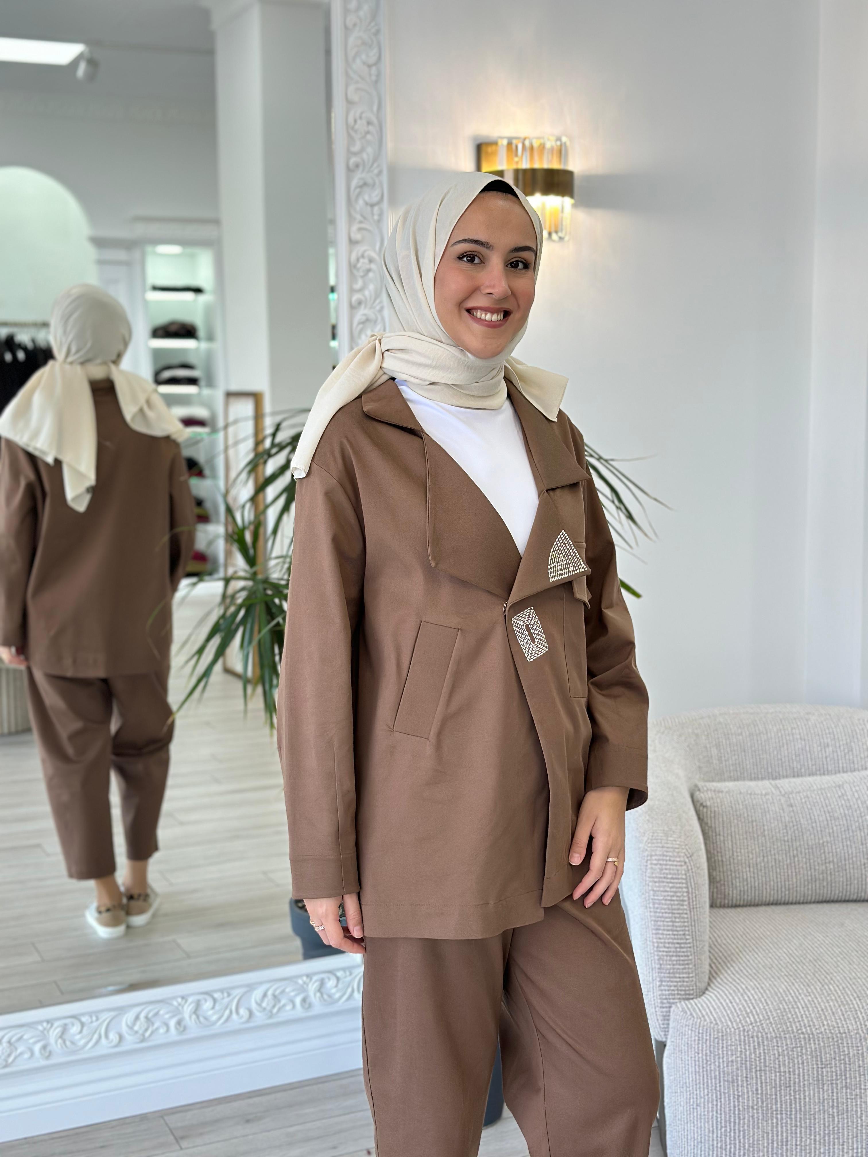 Kahma Sütlü Kahve Ceket Pantolon Takım 24k25103