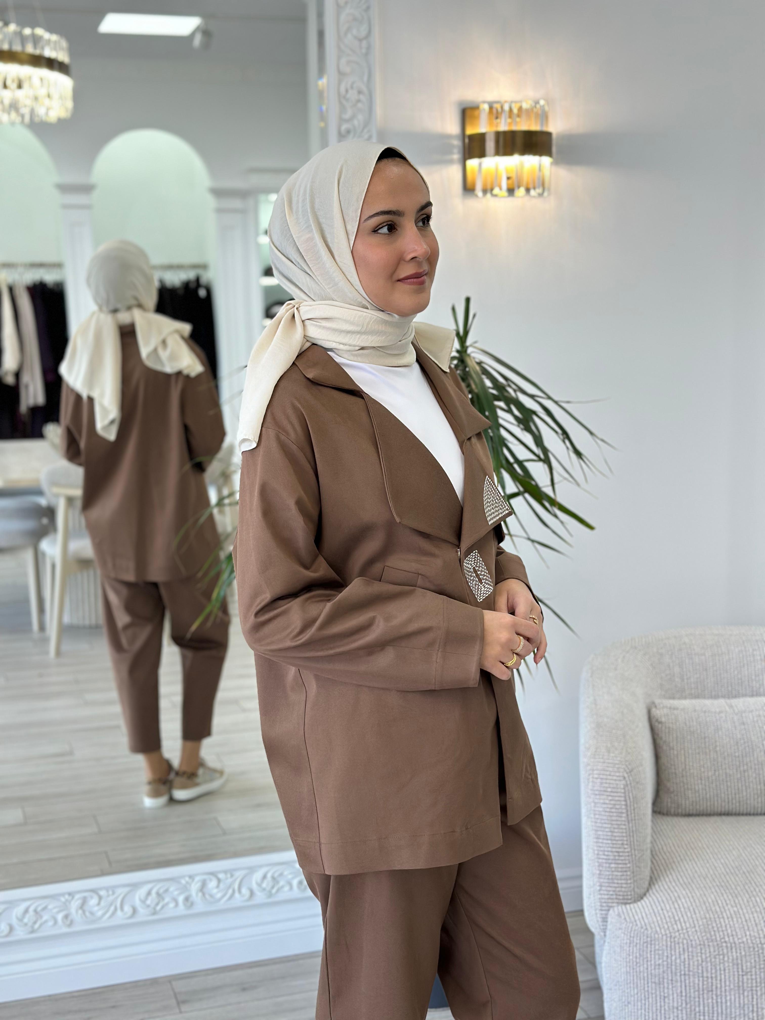 Kahma Sütlü Kahve Ceket Pantolon Takım 24k25103