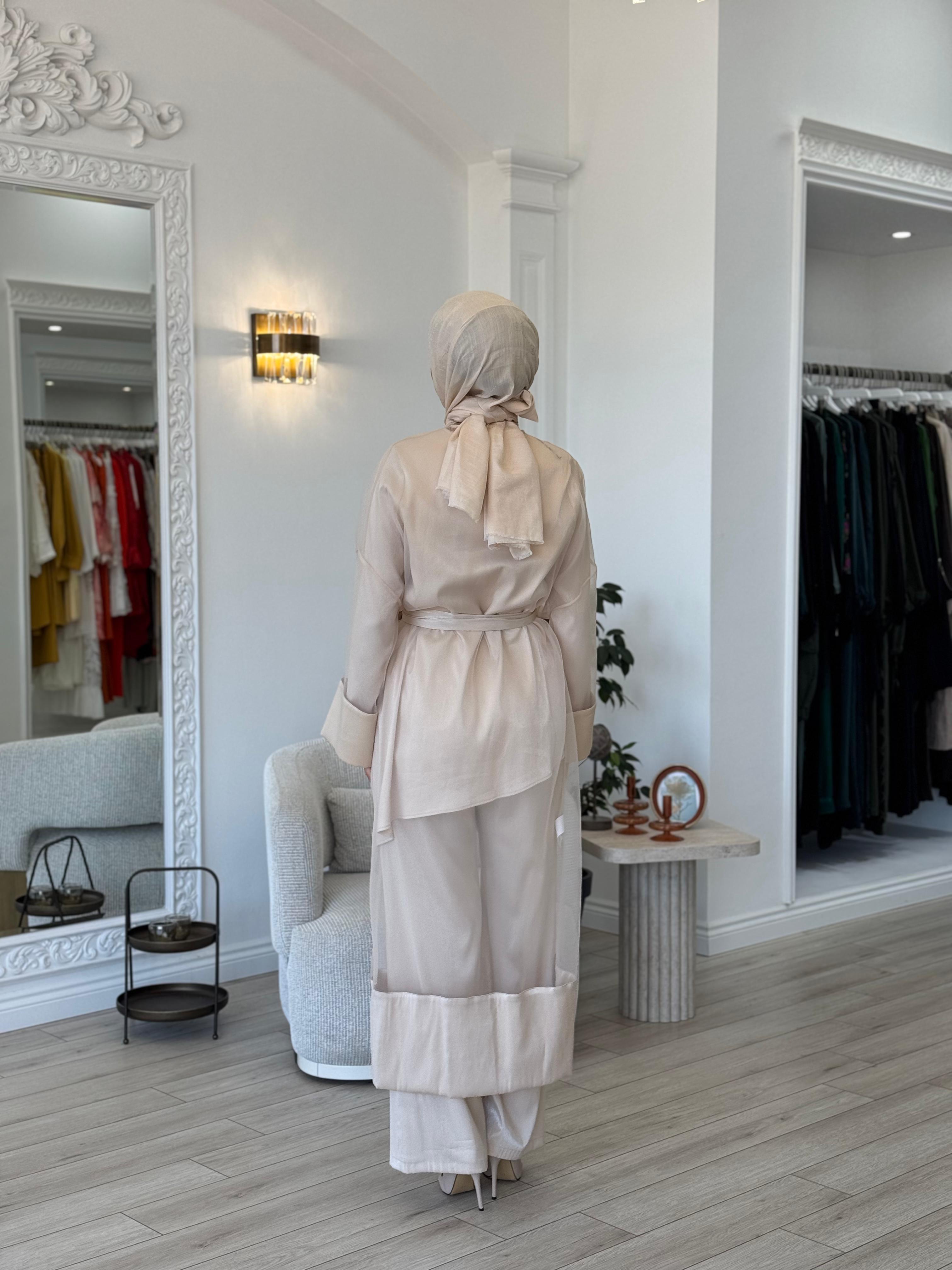Kahma Tül Kimono Bej 24y14056