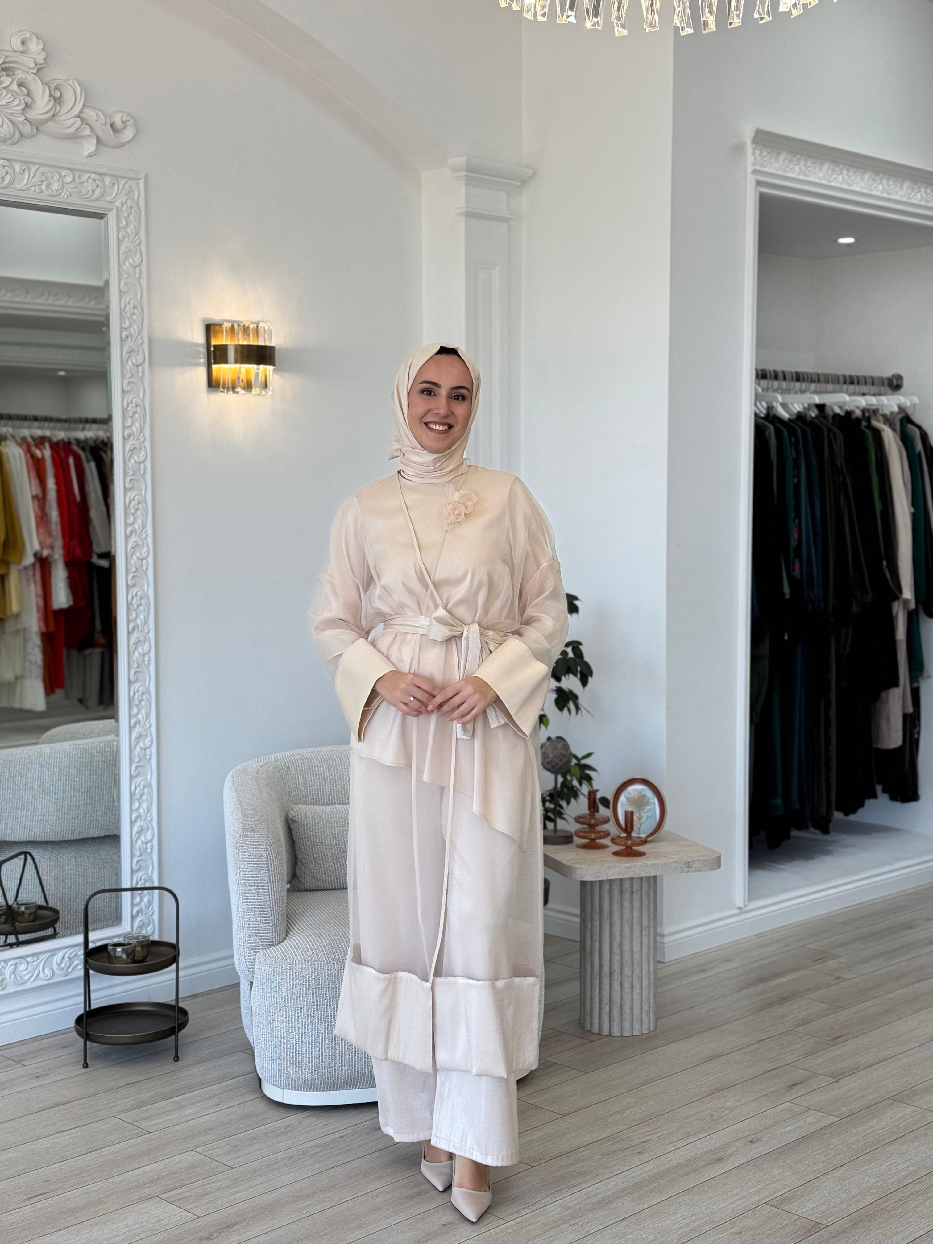 Kahma Tül Kimono Bej 24y14056