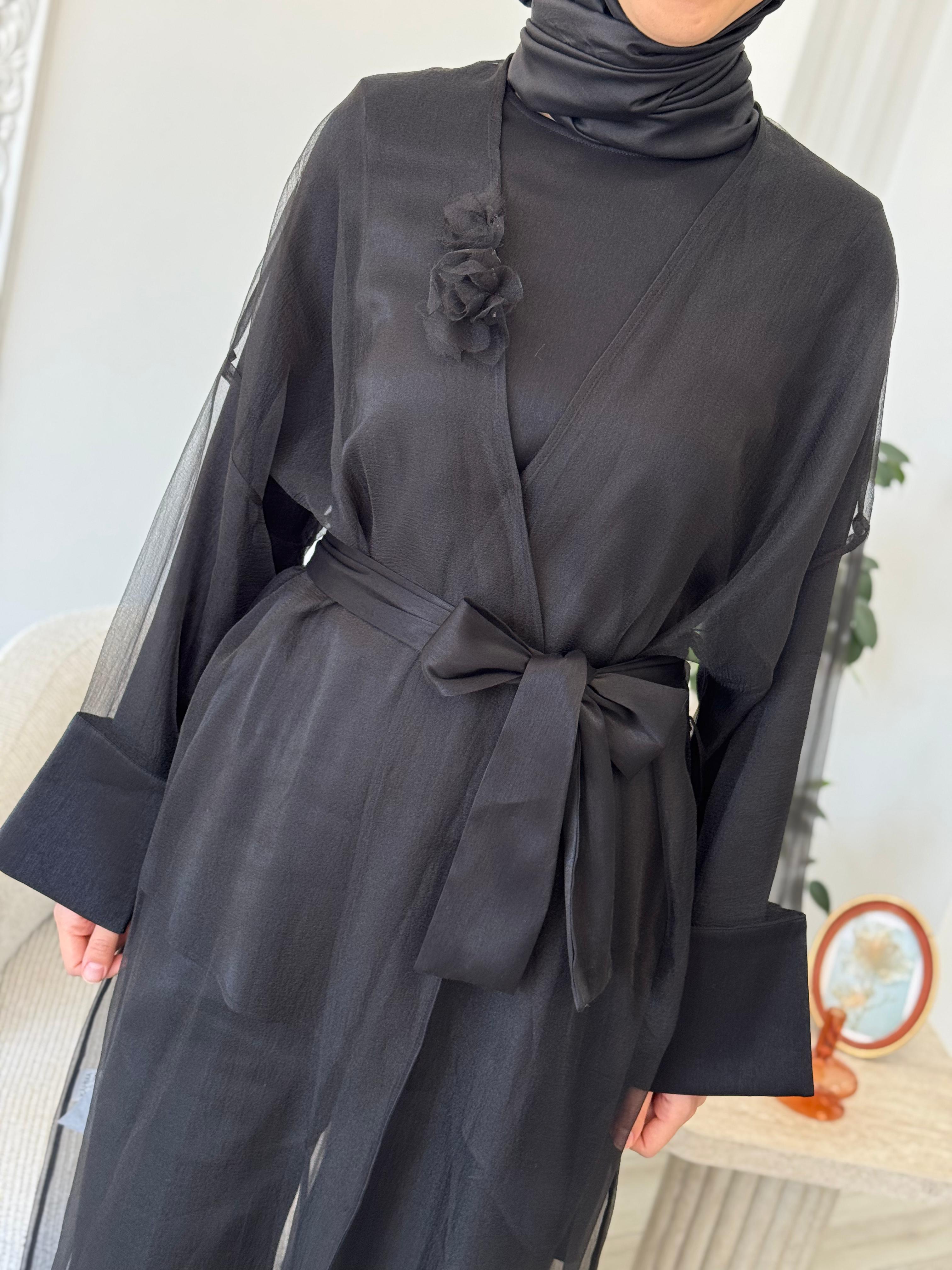 Kahma Tül Kimono Siyah 24y14056