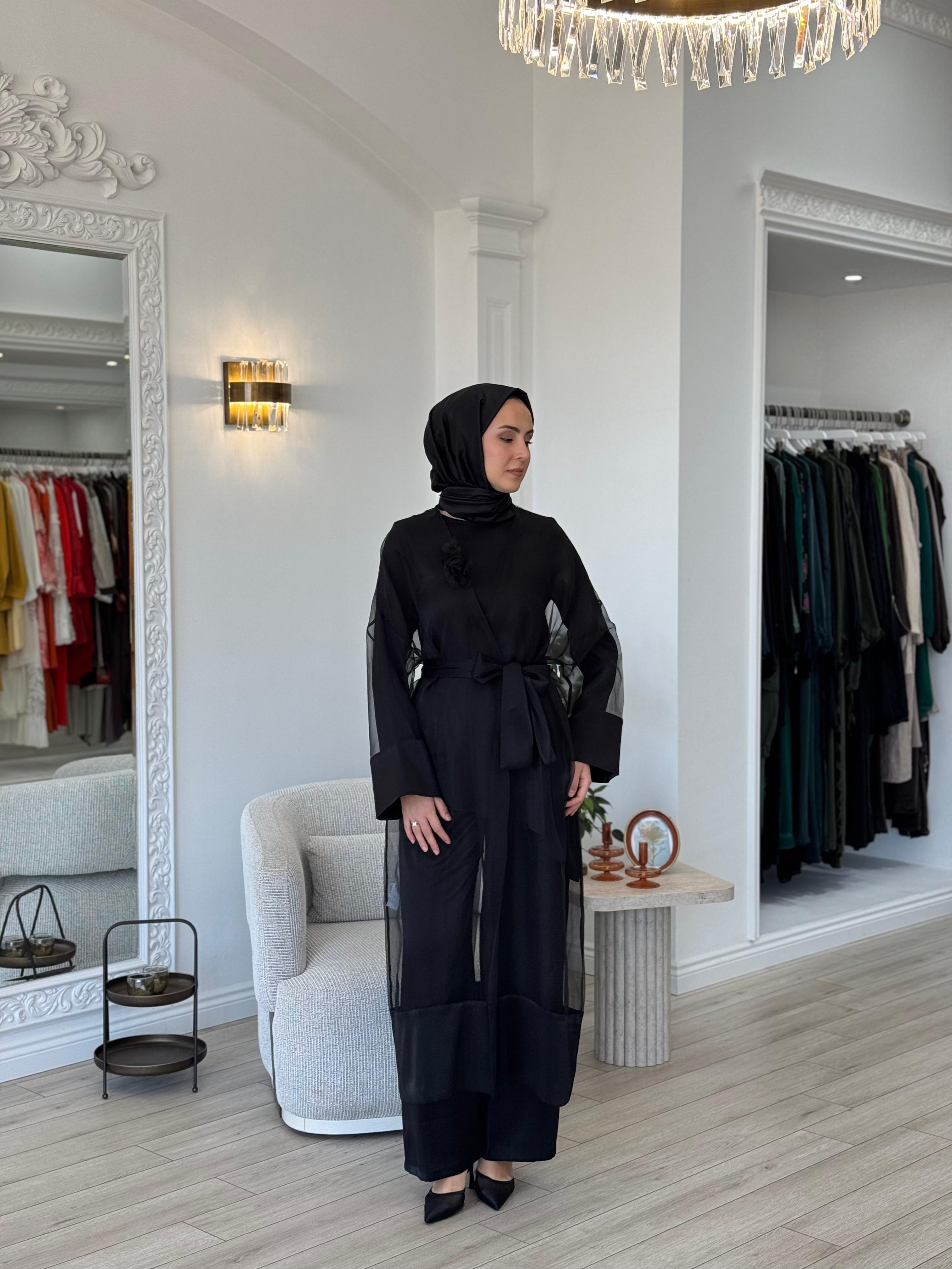 Kahma Tül Kimono Siyah 24y14056