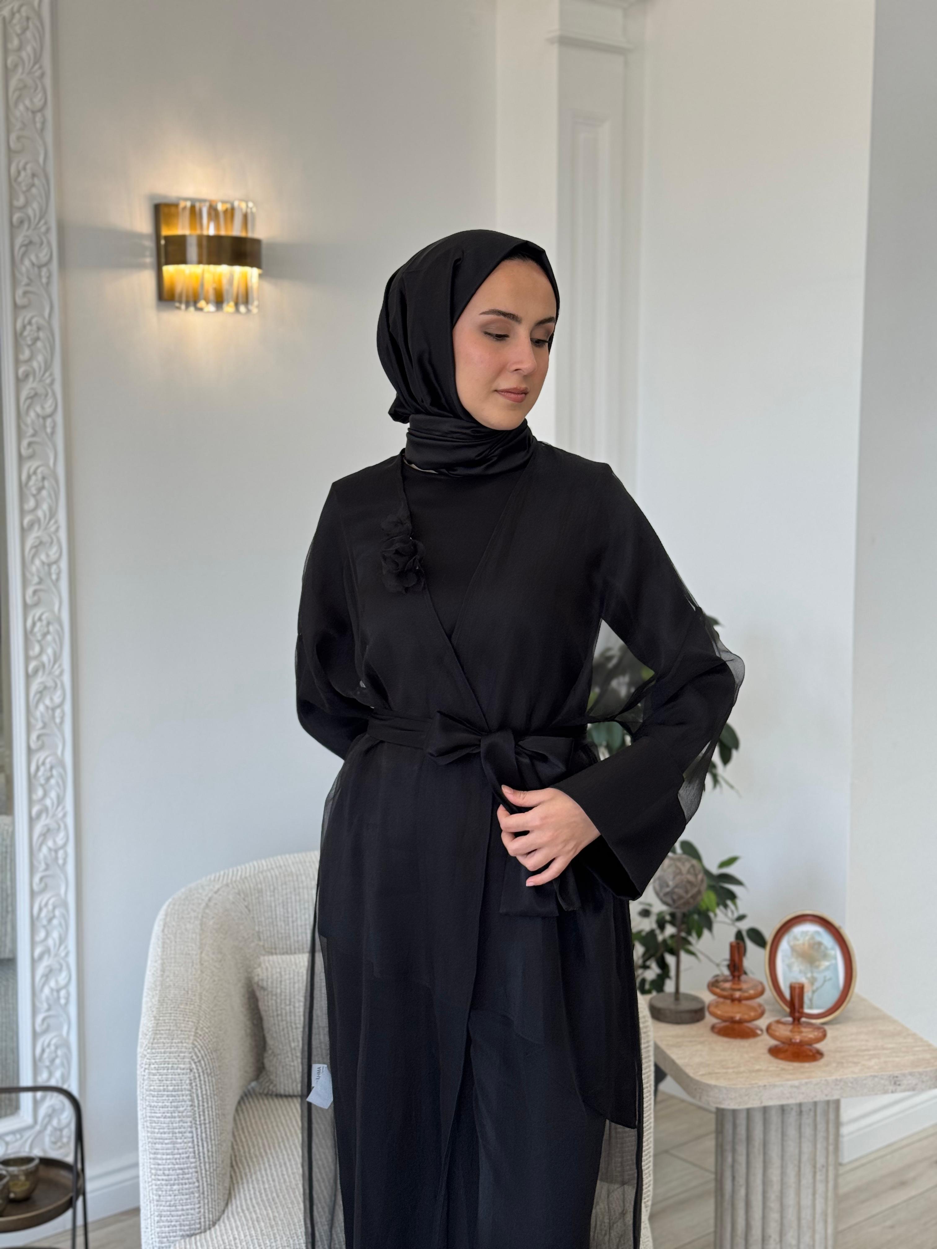 Kahma Tül Kimono Siyah 24y14056